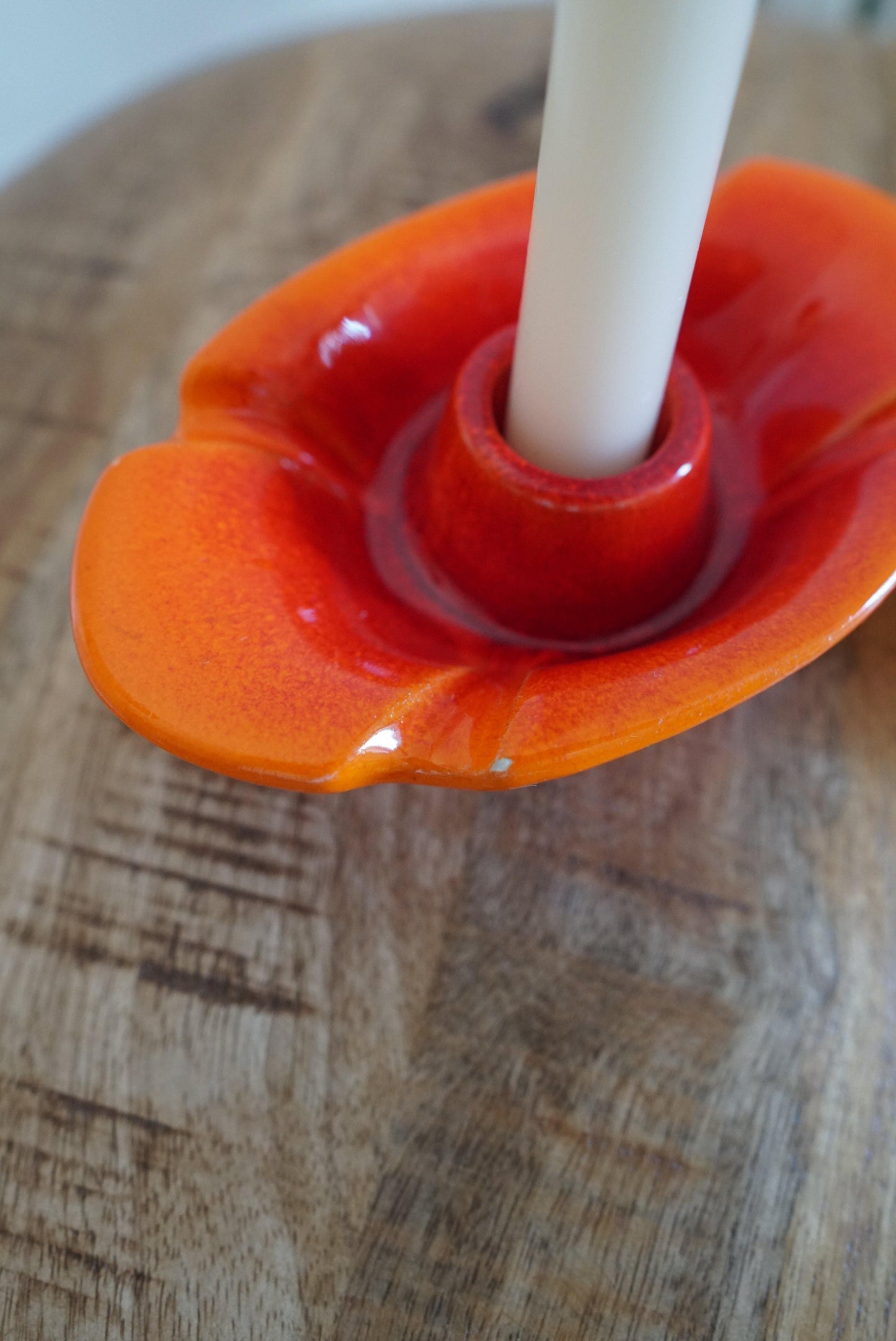 Vintage Orange Ceramic Candle Holder Set-closiTherapi | vinTage