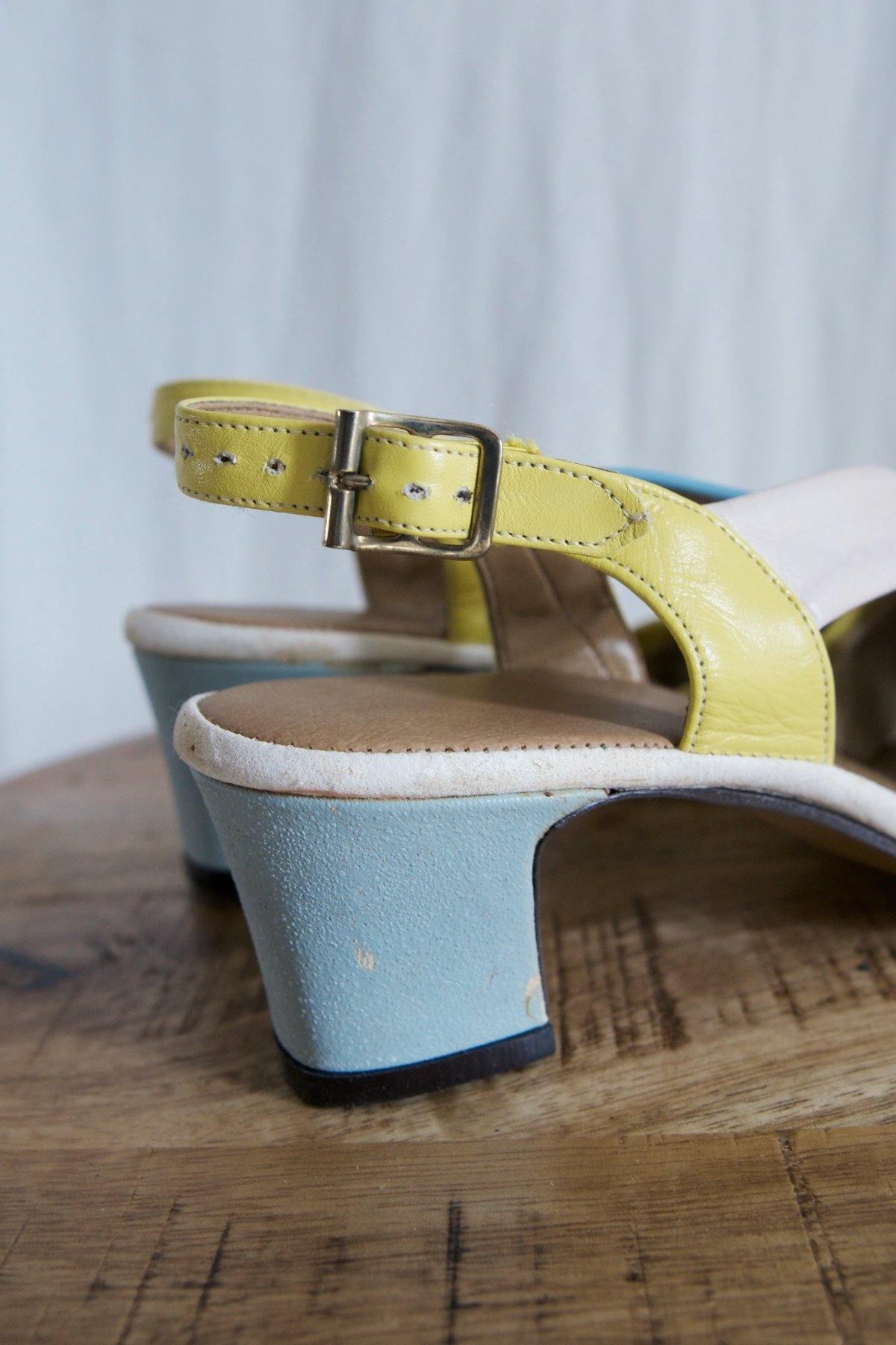 Vintage Pastel Leather Sandals | 7/7.5-closiTherapi | vinTage