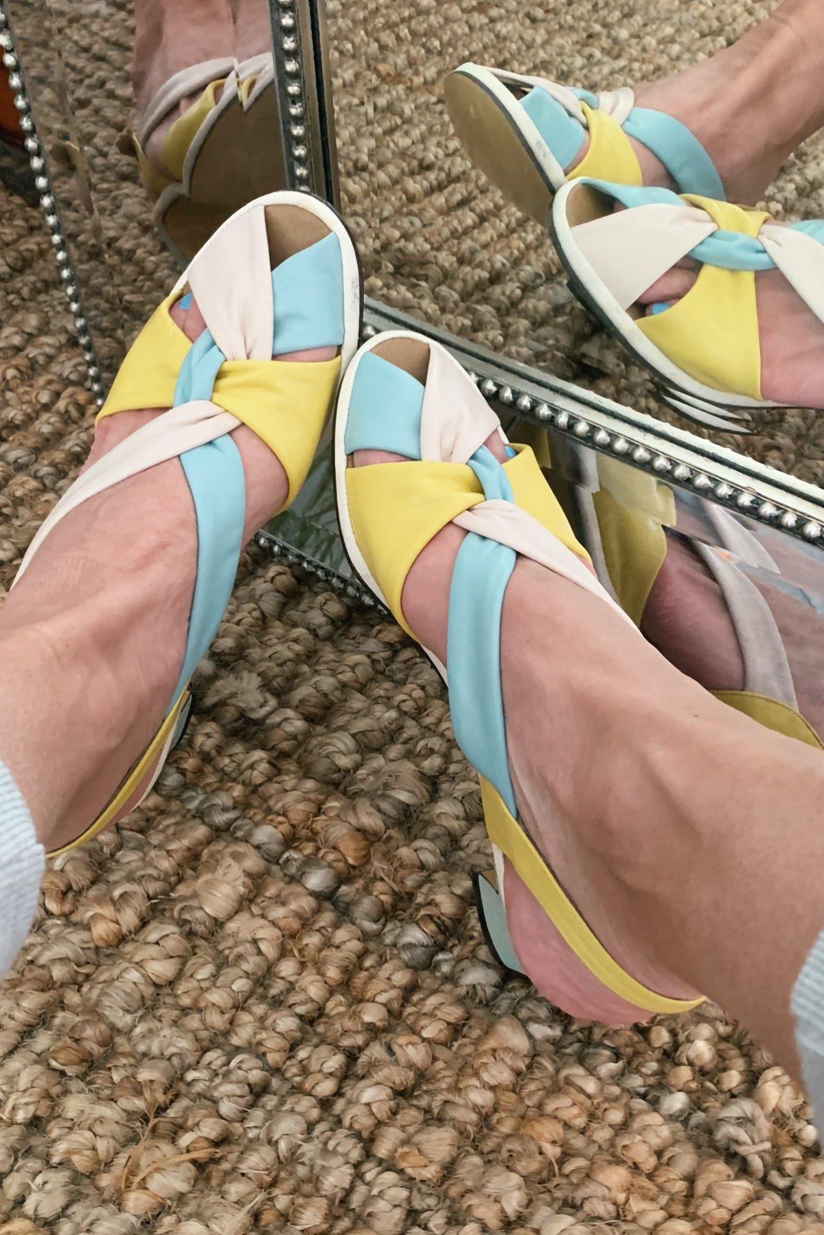 Vintage Pastel Leather Sandals | 7/7.5-closiTherapi | vinTage