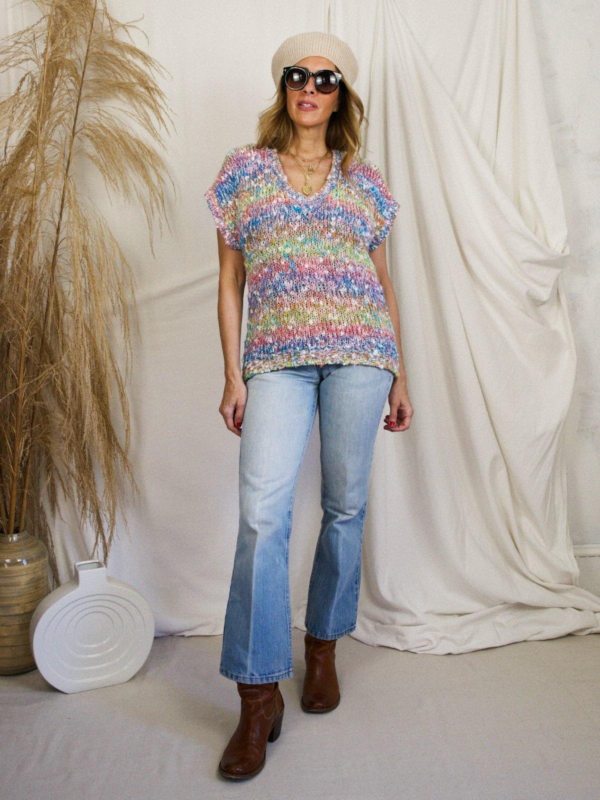 Vintage Pastel Rainbow Sweater-closiTherapi | vinTage