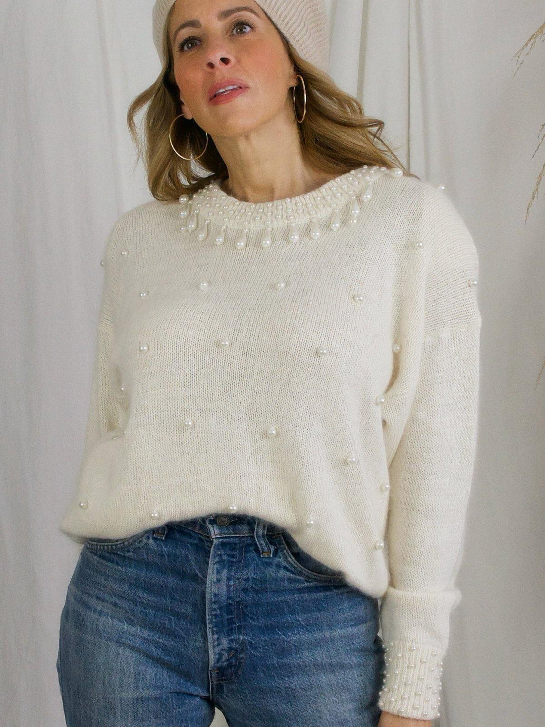 Vintage Pearl Teardrop Sweater-closiTherapi | vinTage