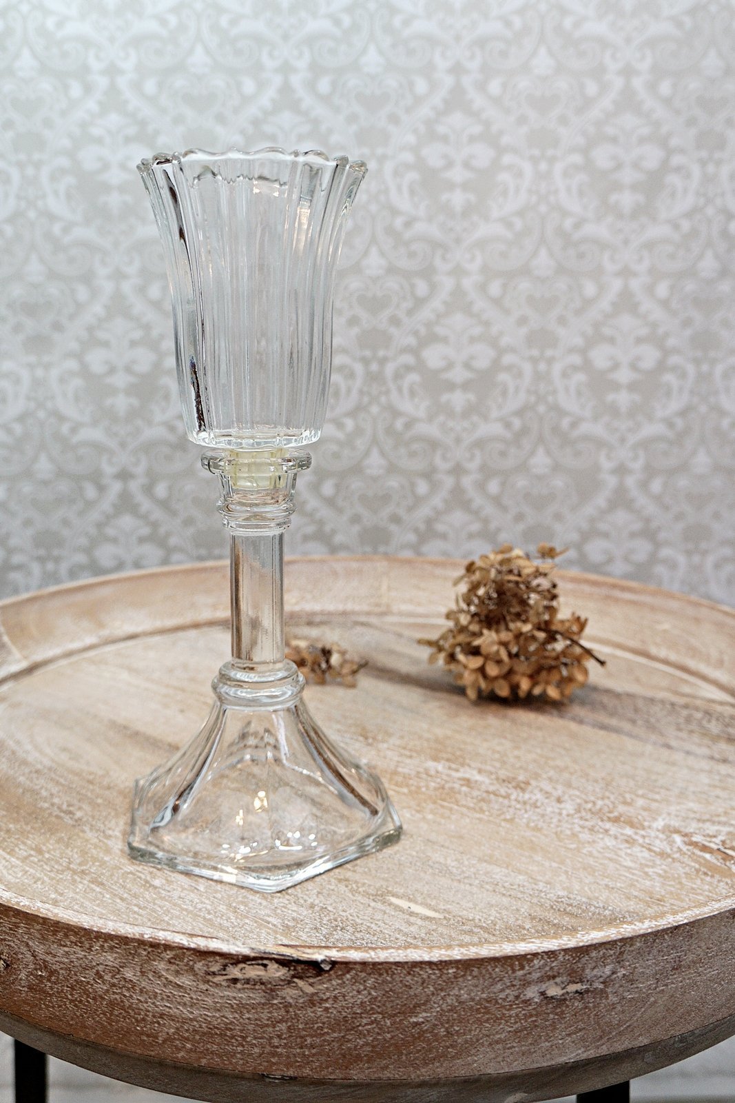 Vintage Pedestal Glass Candle Holder-closiTherapi | vinTage