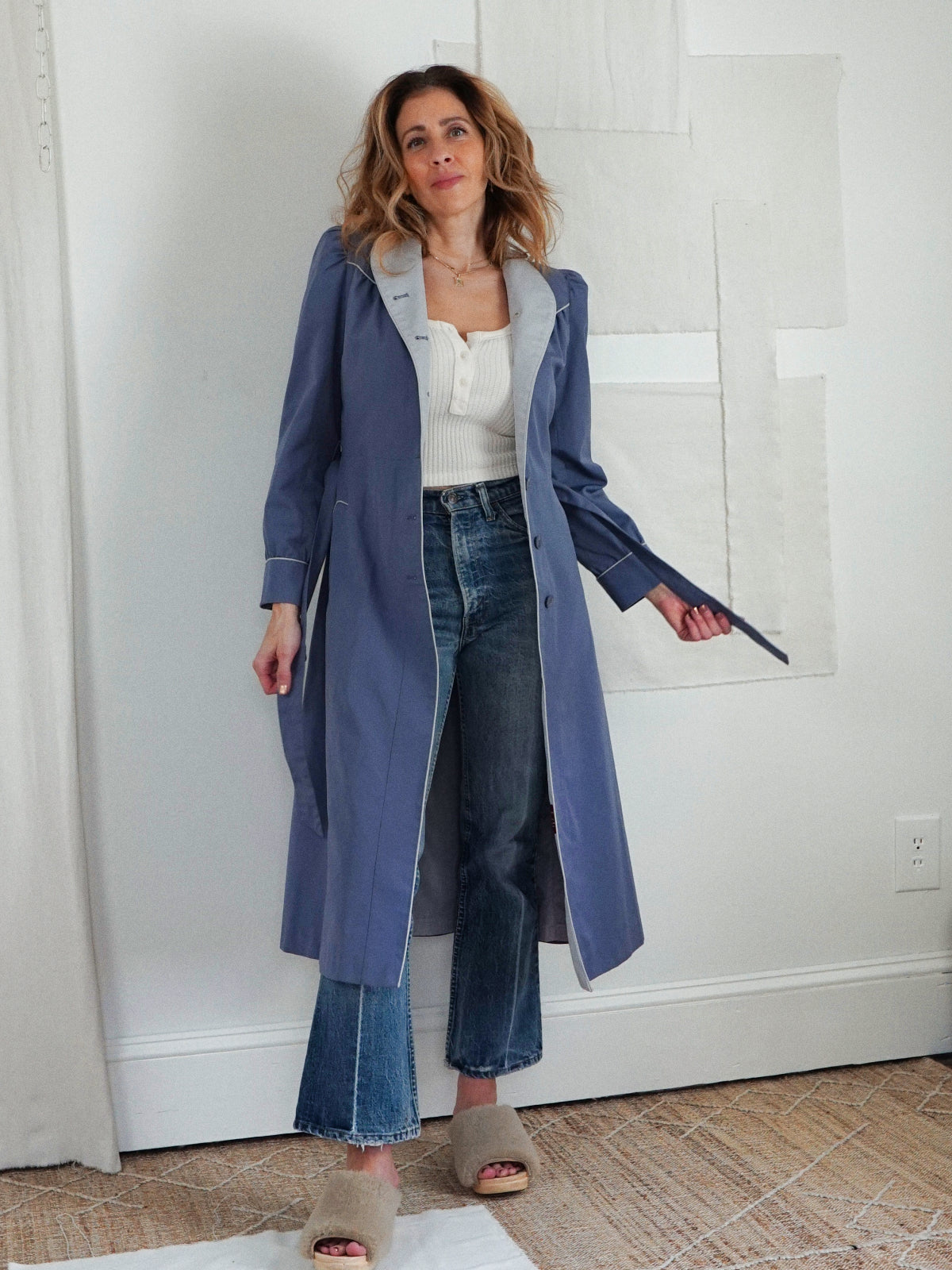Vintage Periwinkle Trench Coat-closiTherapi | vinTage