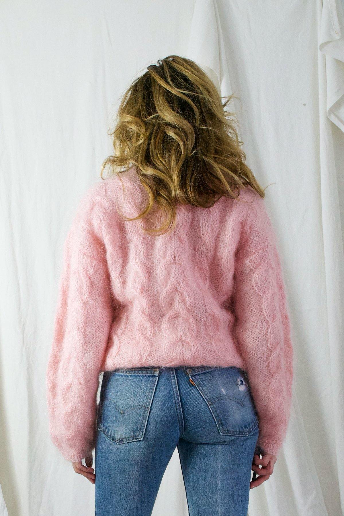 Vintage Pink Fluffy Mohair Sweater-closiTherapi | vinTage
