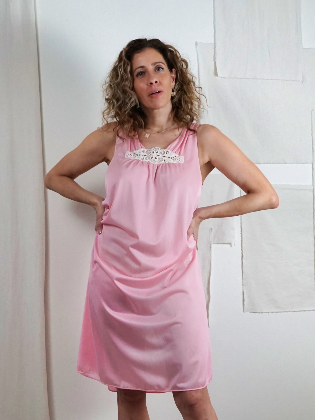 Vintage Pink Nylon Peignoir Set-closiTherapi | vinTage
