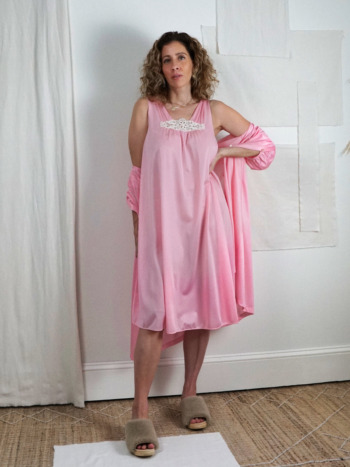 Pink shop peignoir set