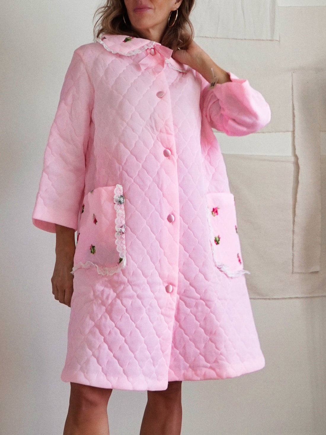 Vintage Pink Quilted Floral Robe-closiTherapi | vinTage