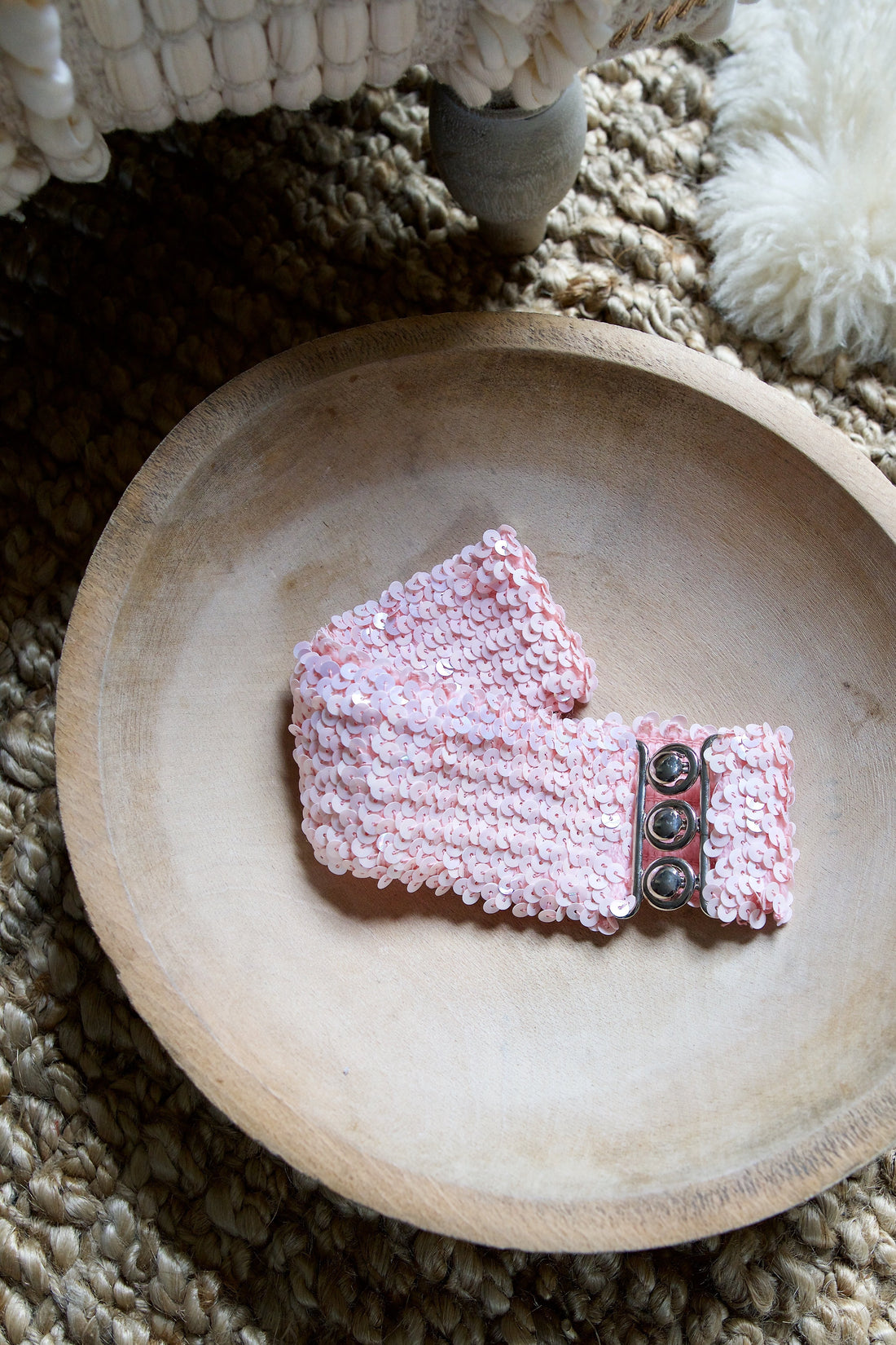 Vintage Pink Sequin Stretch Disco Belt-closiTherapi | vinTage