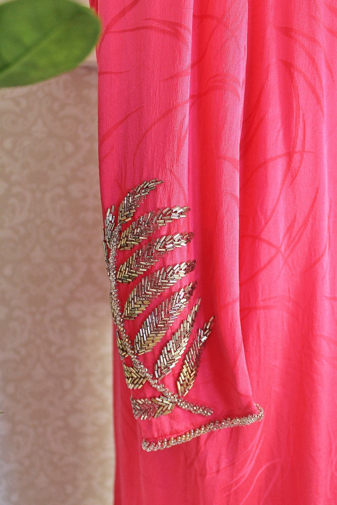 Vintage Pink Silk Beaded Leaf Dress-closiTherapi | vinTage