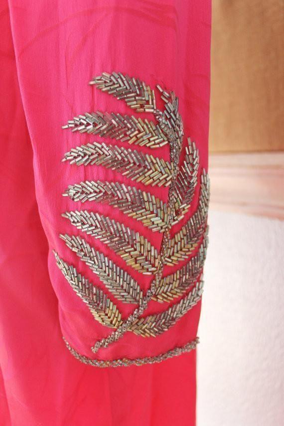 Vintage Pink Silk Beaded Leaf Dress-closiTherapi | vinTage