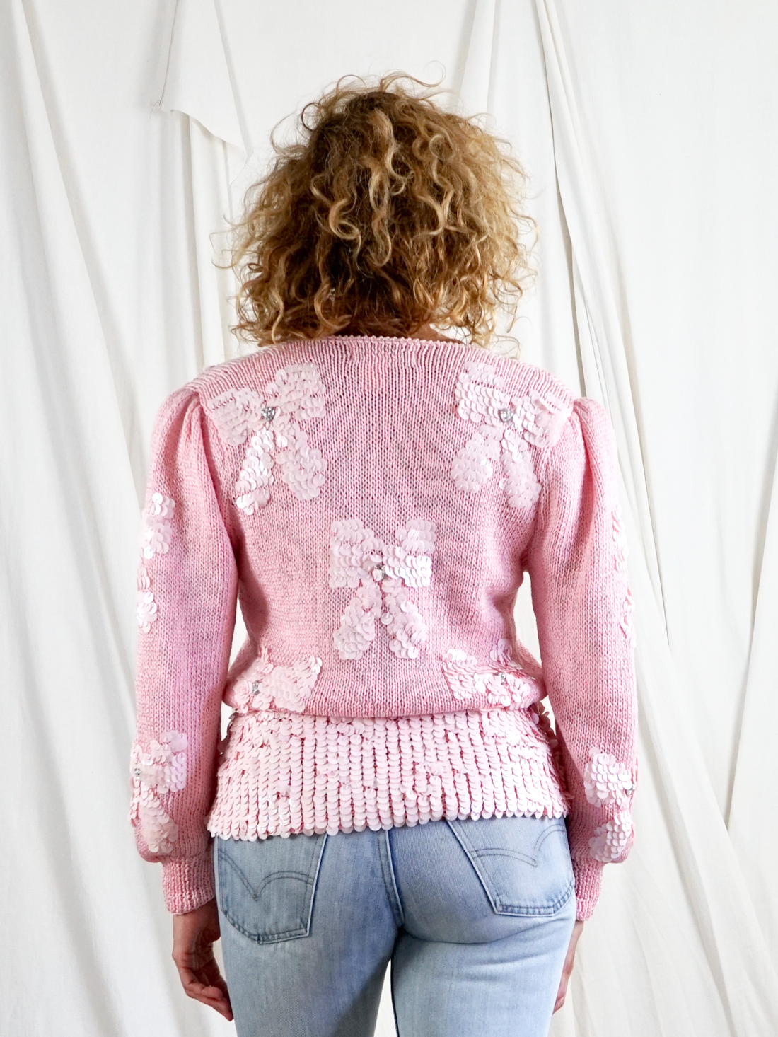 Vintage Pink Sweetheart Bow Sweater-closiTherapi | vinTage