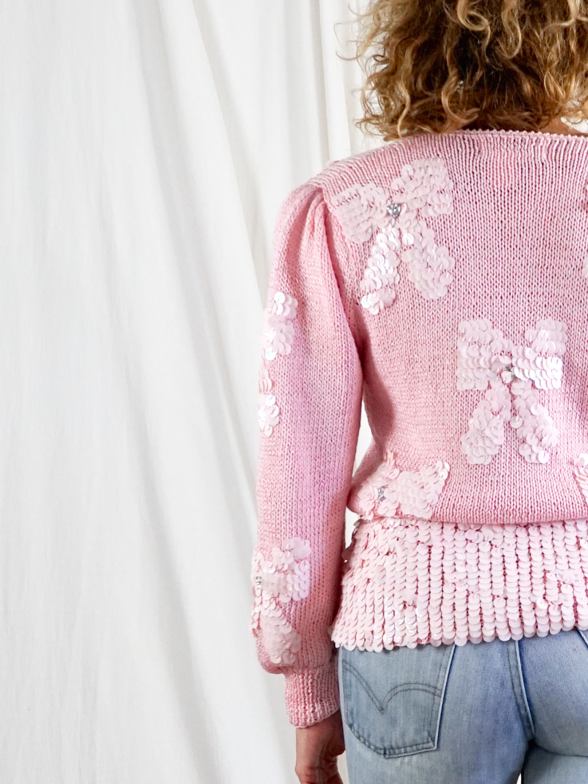 Vintage Pink Sweetheart Bow Sweater-closiTherapi | vinTage