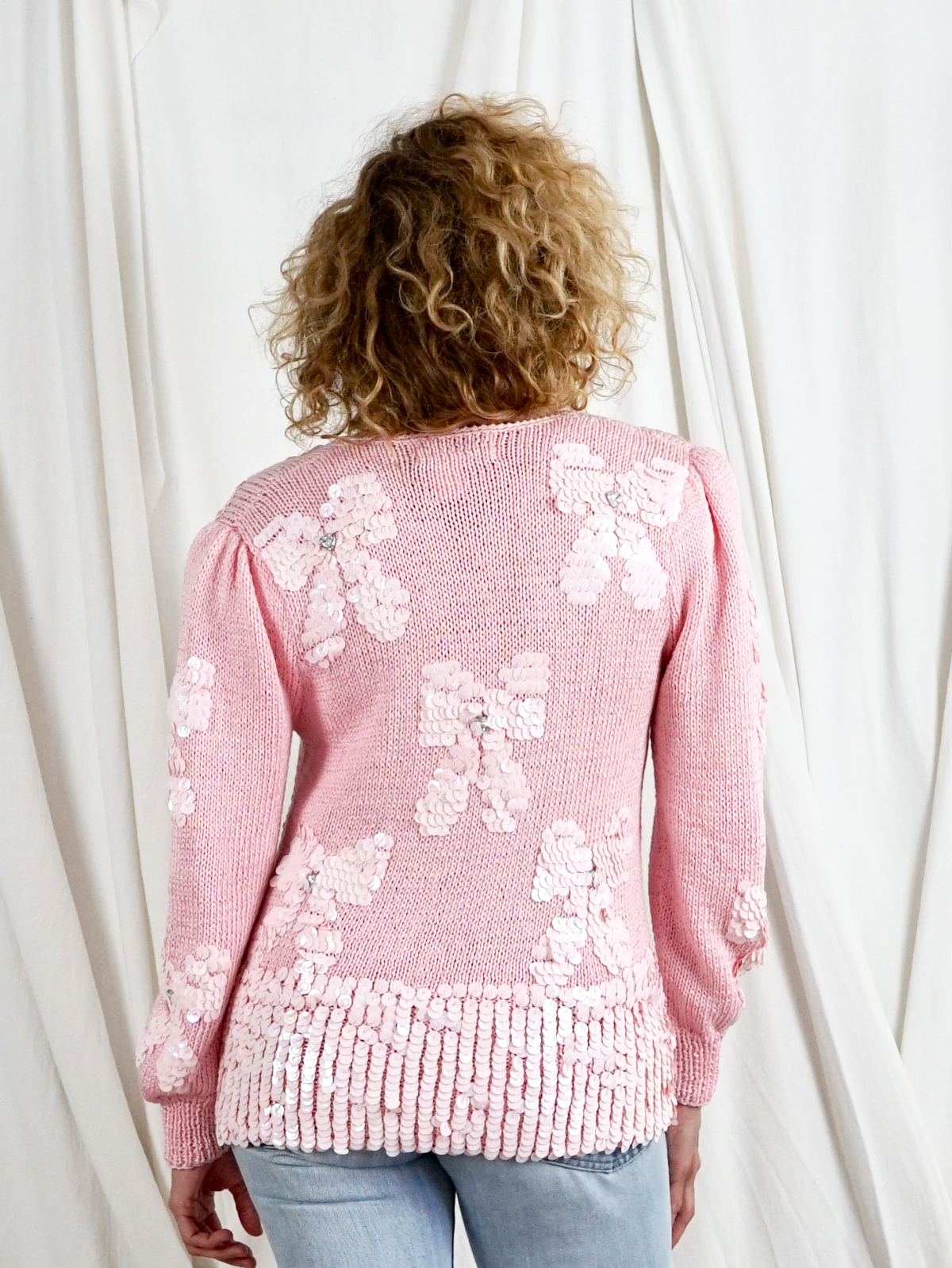 Vintage Pink Sweetheart Bow Sweater-closiTherapi | vinTage
