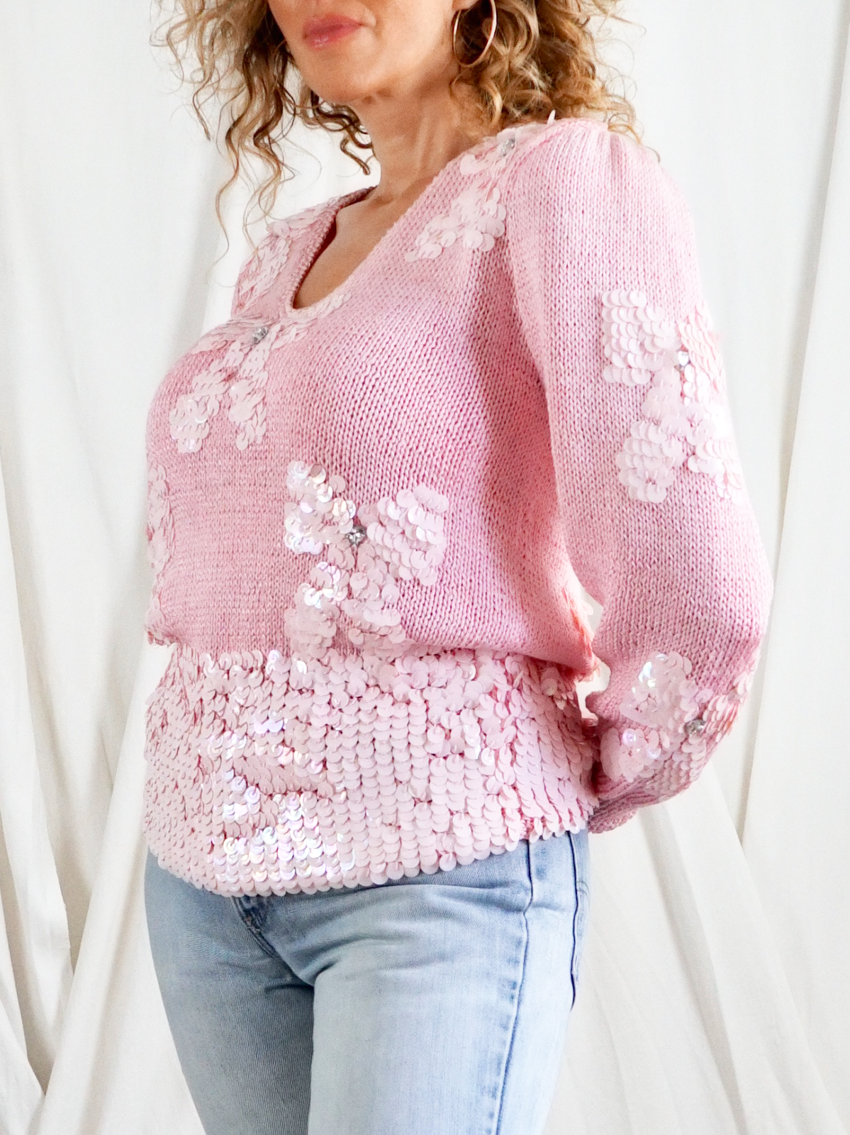 Vintage Pink Sweetheart Bow Sweater-closiTherapi | vinTage