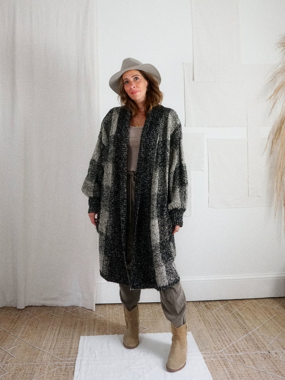 Vintage Plaid Boucle Blanket Sweater Coat-closiTherapi | vinTage