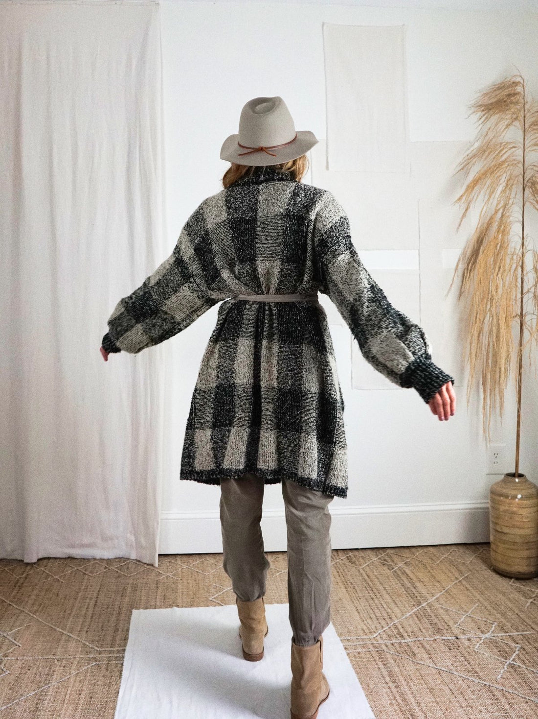 Vintage Plaid Boucle Blanket Sweater Coat-closiTherapi | vinTage