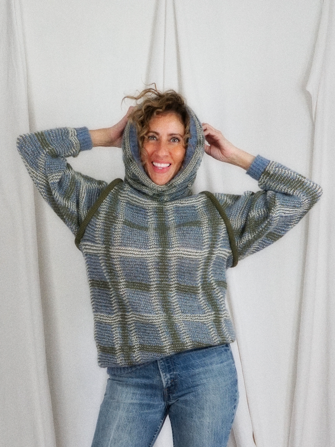Vintage Plaid Cowl Neck Tunic Sweater-closiTherapi | vinTage