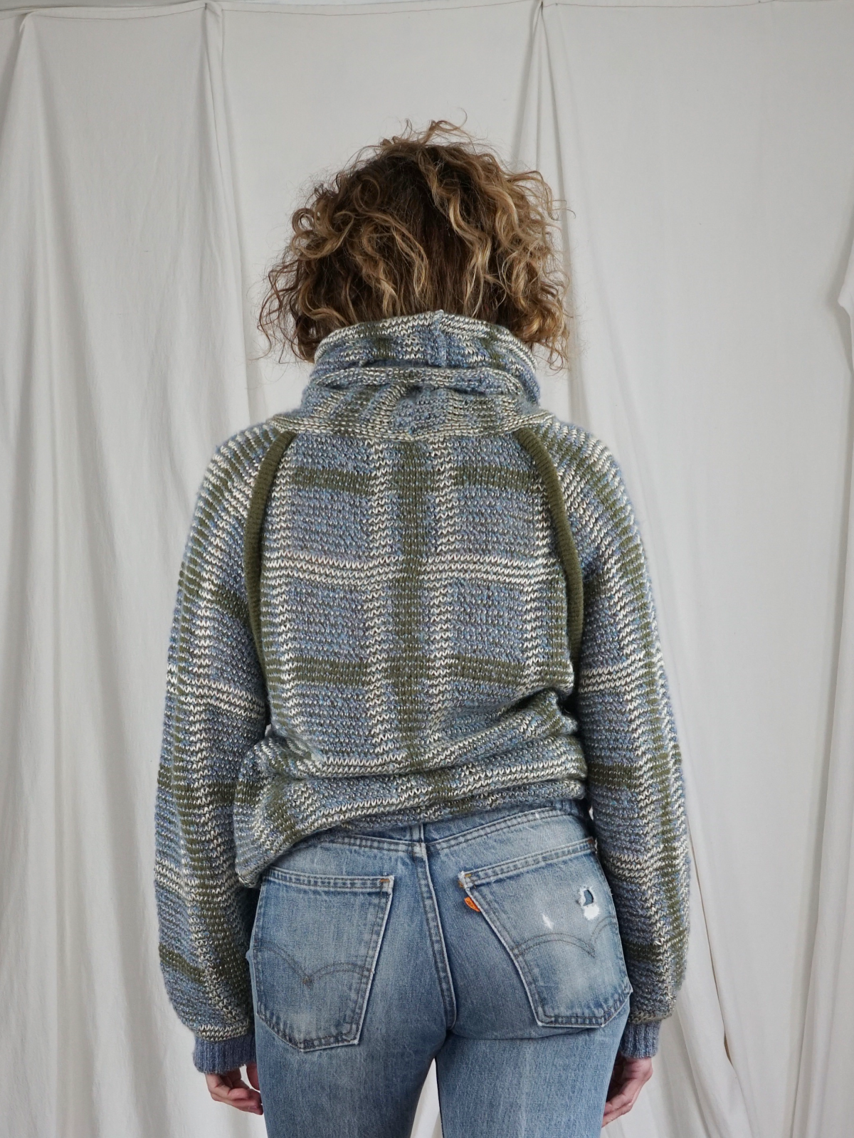 Vintage Plaid Cowl Neck Tunic Sweater-closiTherapi | vinTage