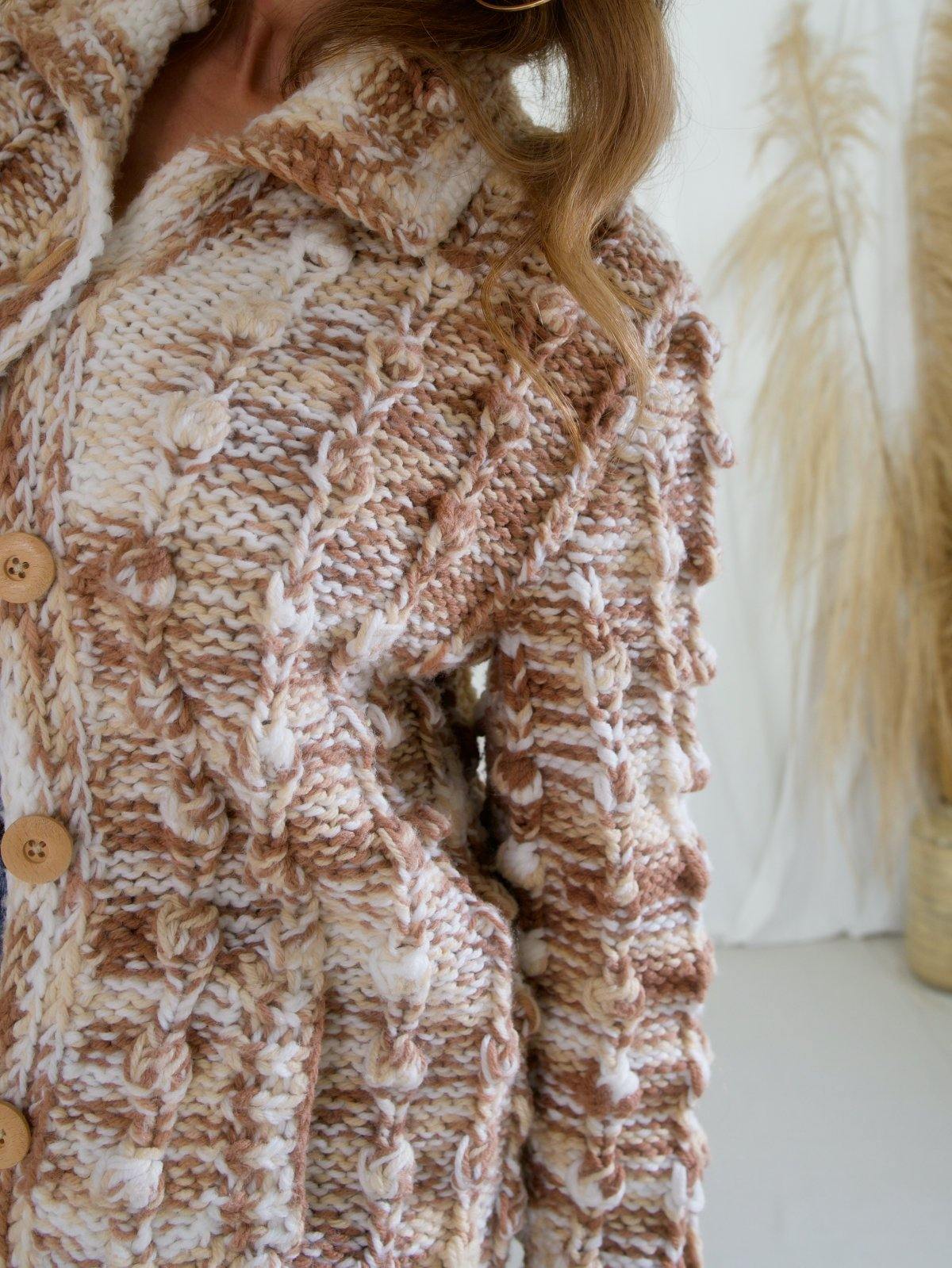 Vintage Popcorn Knit Cardigan Sweater-closiTherapi | vinTage