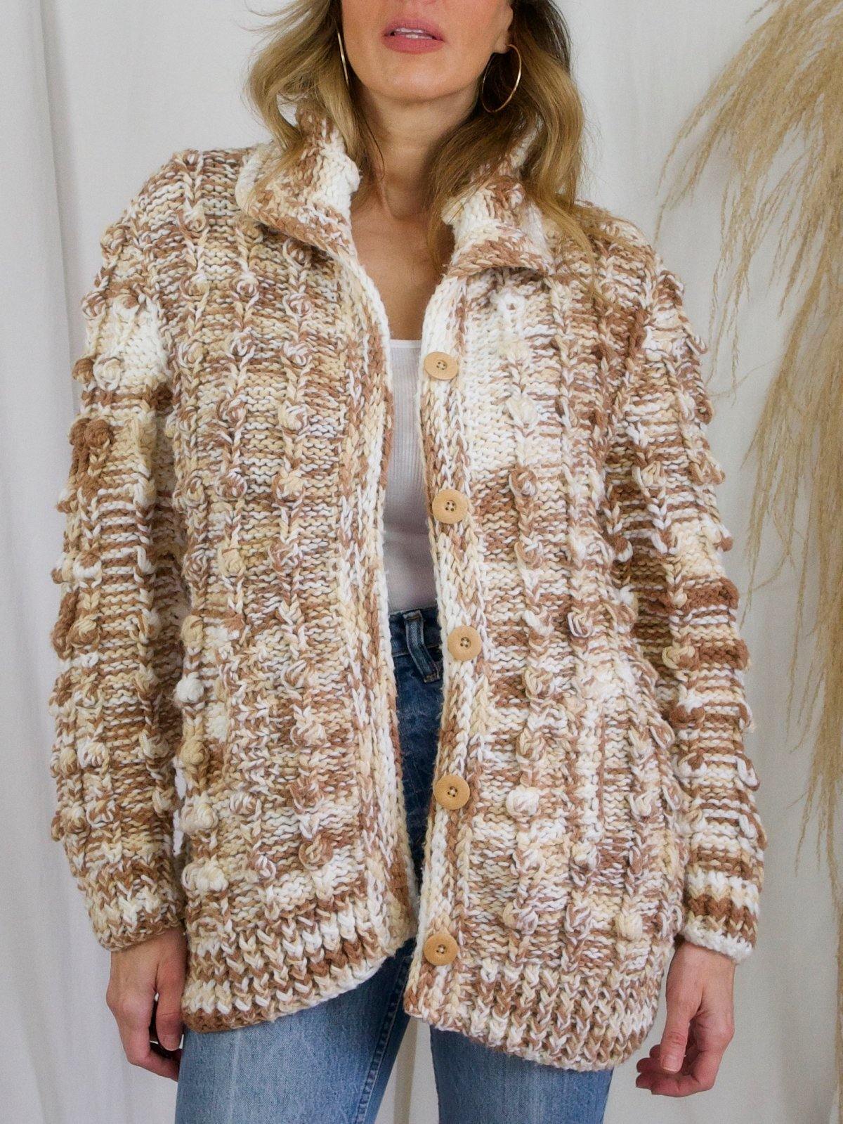 Vintage Popcorn Knit Cardigan Sweater-closiTherapi | vinTage