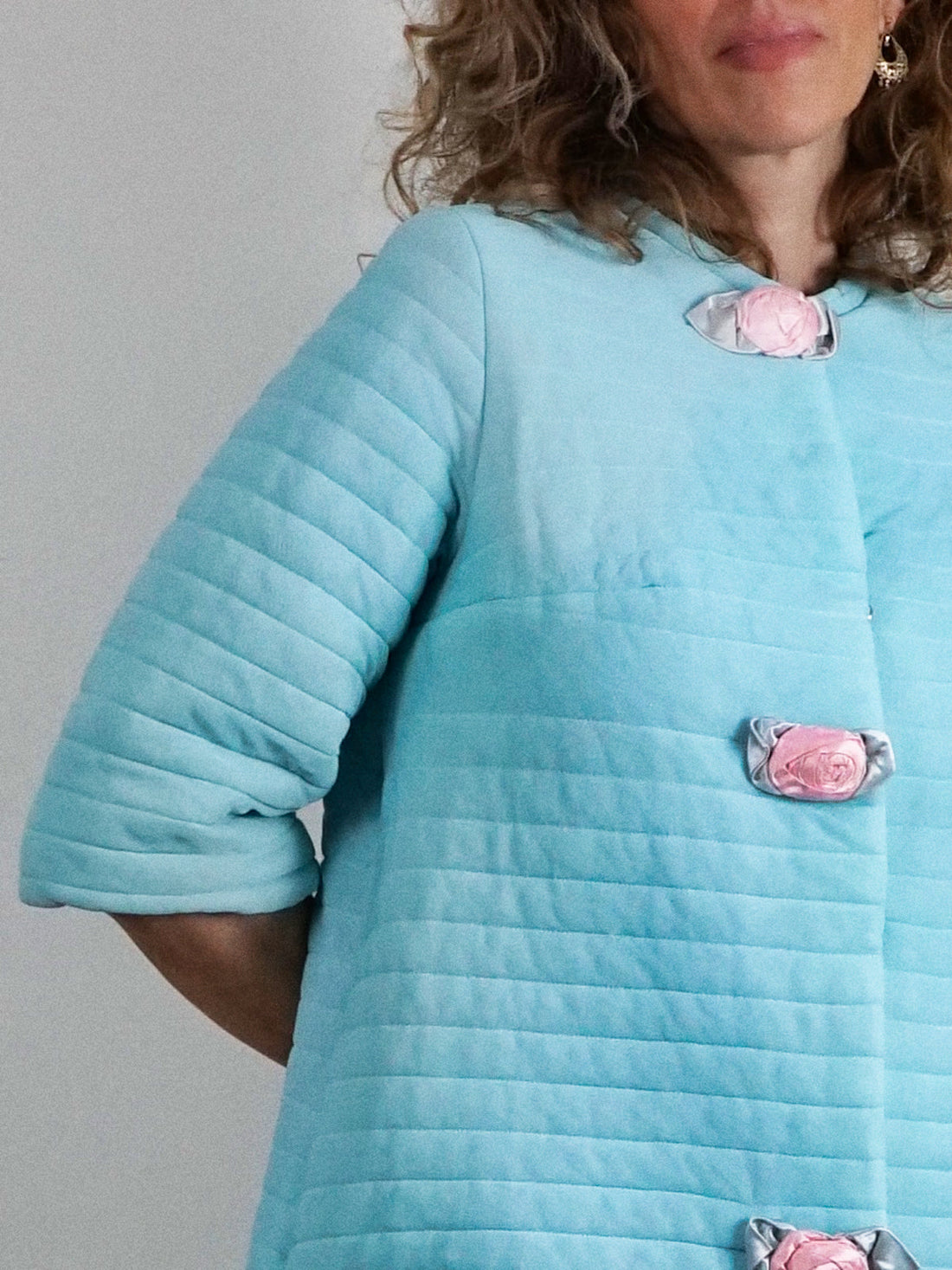 Vintage Powder Blue Quilted House Coat-closiTherapi | vinTage