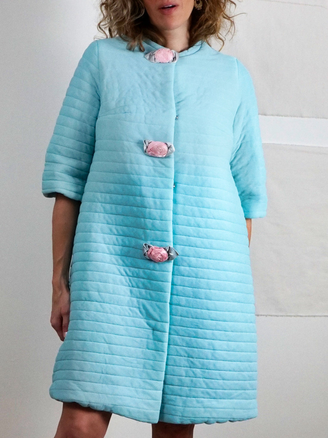 Vintage Powder Blue Quilted House Coat-closiTherapi | vinTage