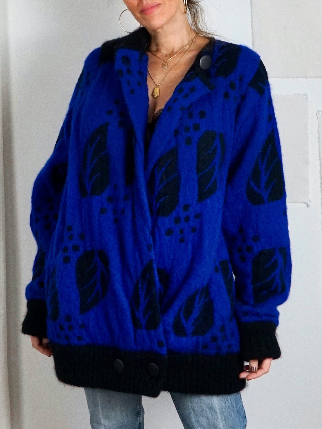 Vintage Purple Mohair Scarf Sweater Coat-closiTherapi | vinTage