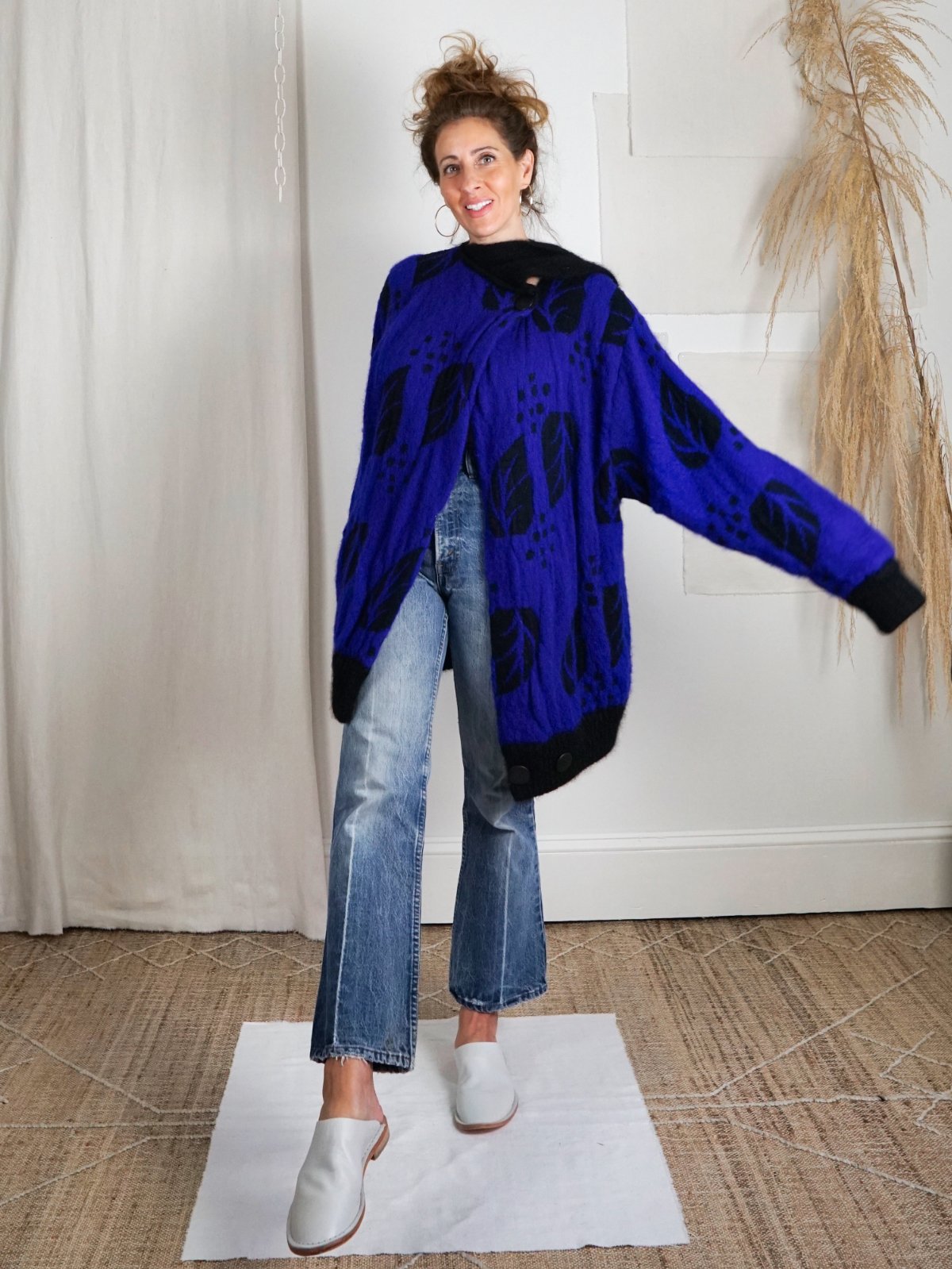 Vintage Purple Mohair Scarf Sweater Coat-closiTherapi | vinTage