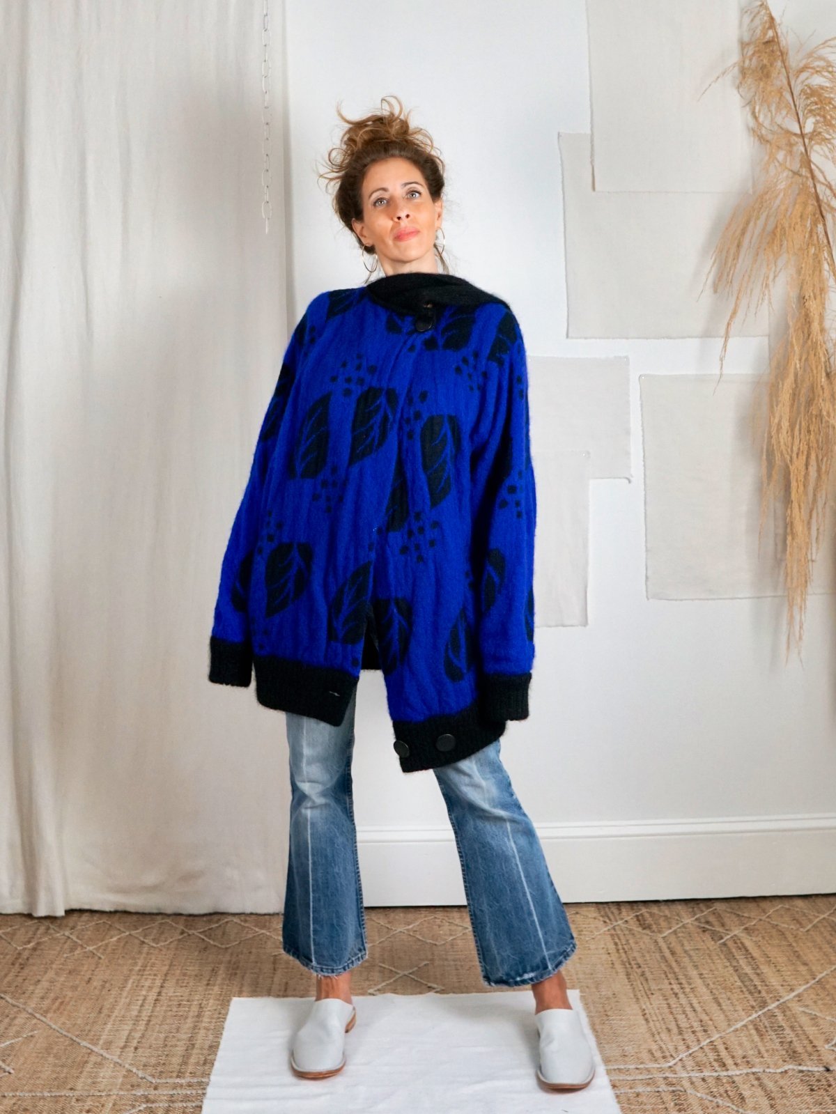 Vintage Purple Mohair Scarf Sweater Coat-closiTherapi | vinTage
