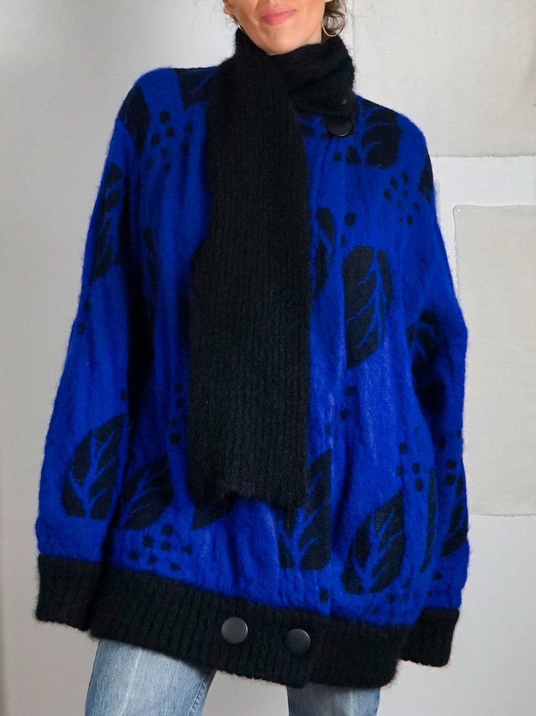 Vintage Purple Mohair Scarf Sweater Coat-closiTherapi | vinTage