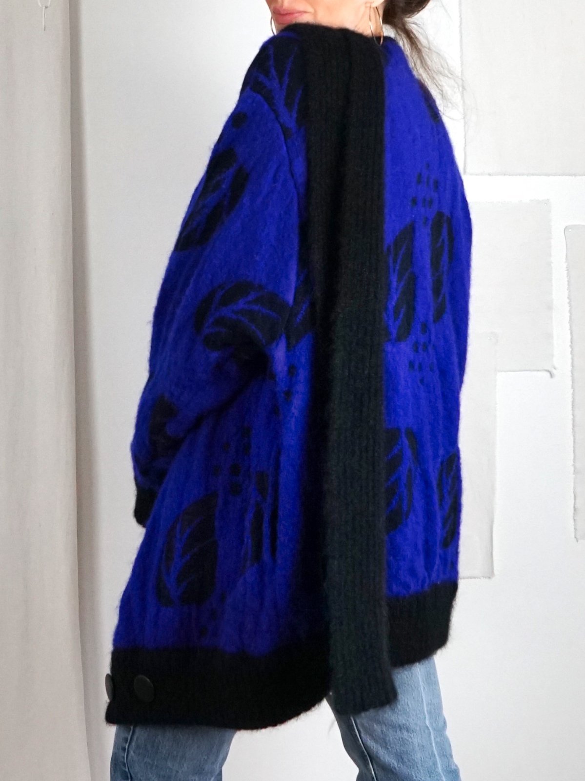 Vintage Purple Mohair Scarf Sweater Coat-closiTherapi | vinTage