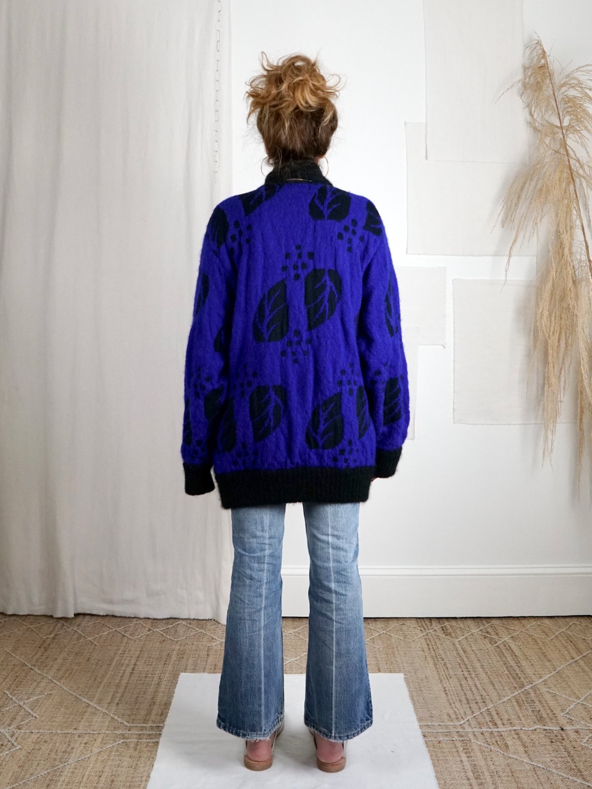 Vintage Purple Mohair Scarf Sweater Coat-closiTherapi | vinTage