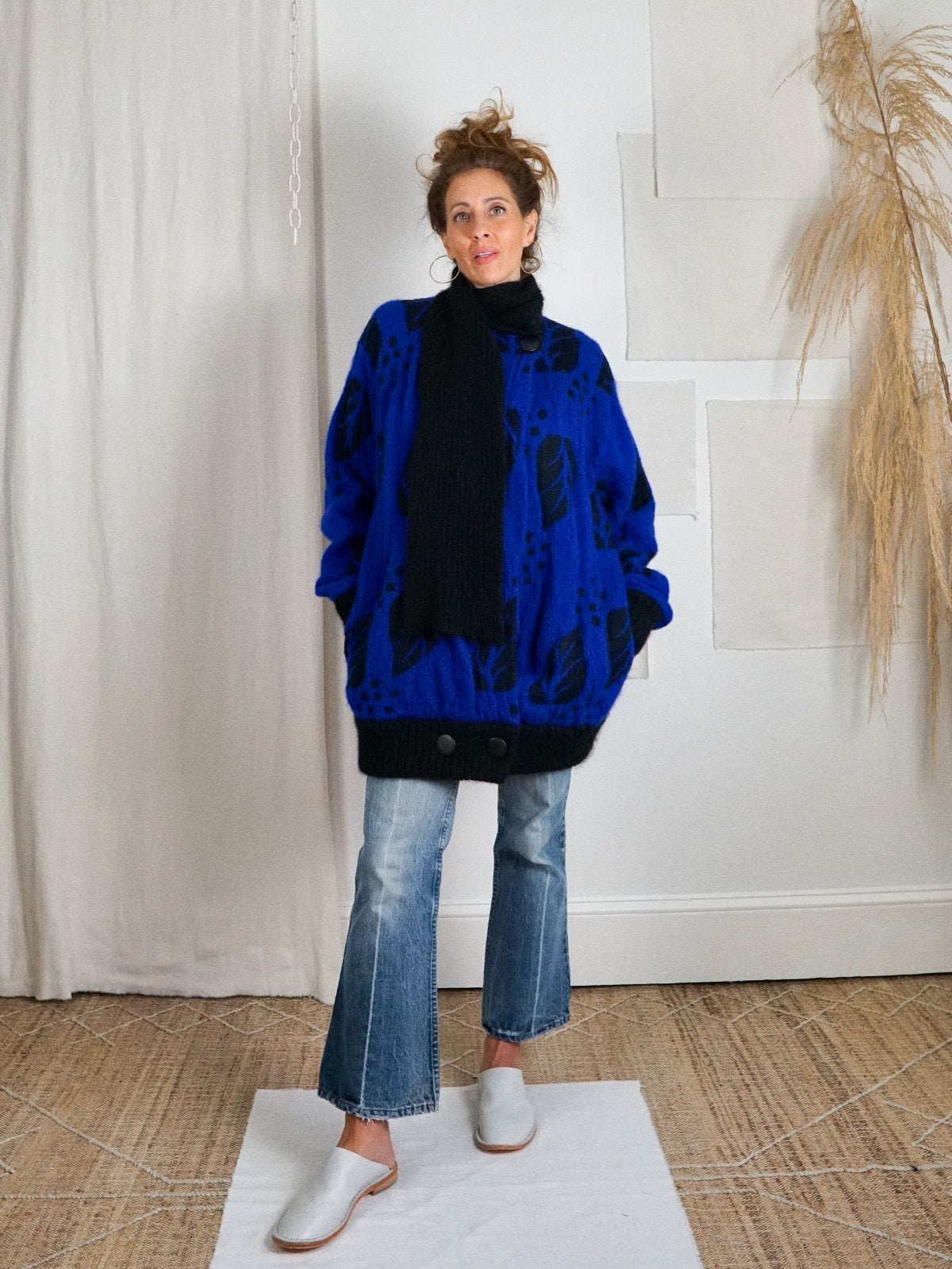 Vintage Purple Mohair Scarf Sweater Coat-closiTherapi | vinTage