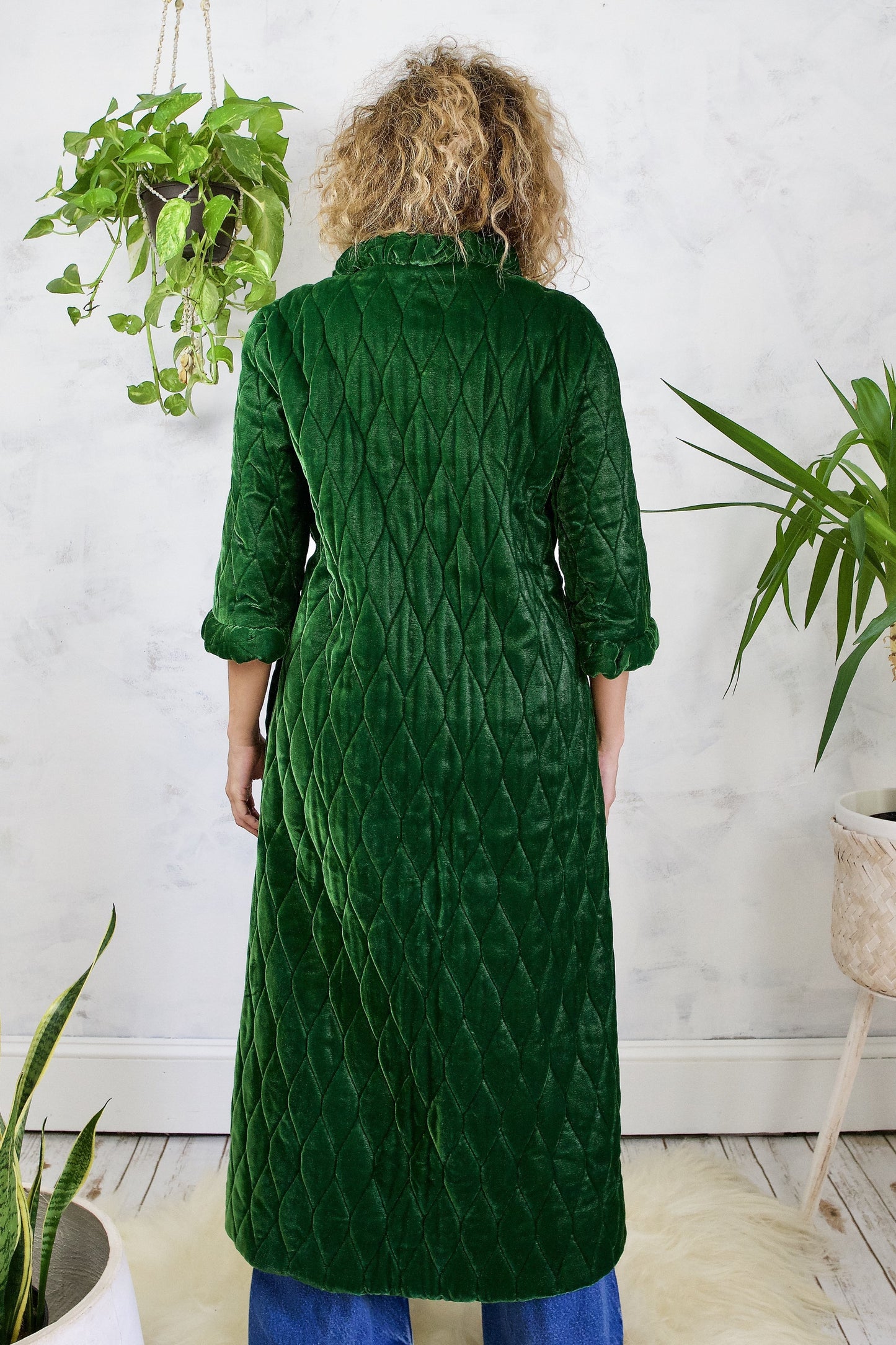 Vintage Quilted Emerald Velvet Robe-closiTherapi | vinTage