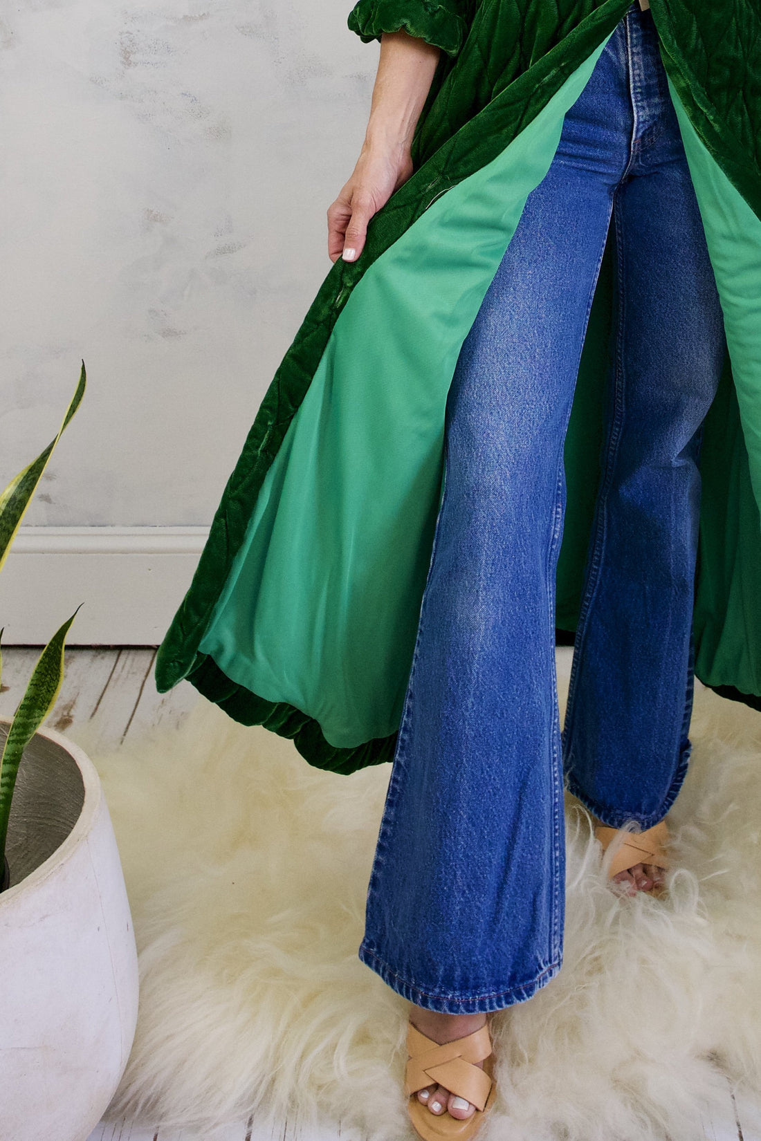 Vintage Quilted Emerald Velvet Robe-closiTherapi | vinTage