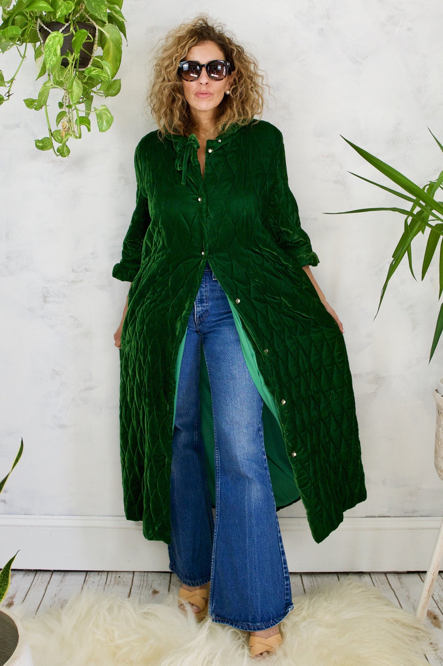 Vintage Quilted Emerald Velvet Robe-closiTherapi | vinTage