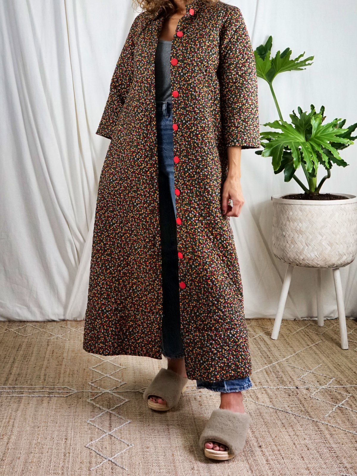 Vintage Quilted Fruity Floral Robe-closiTherapi | vinTage