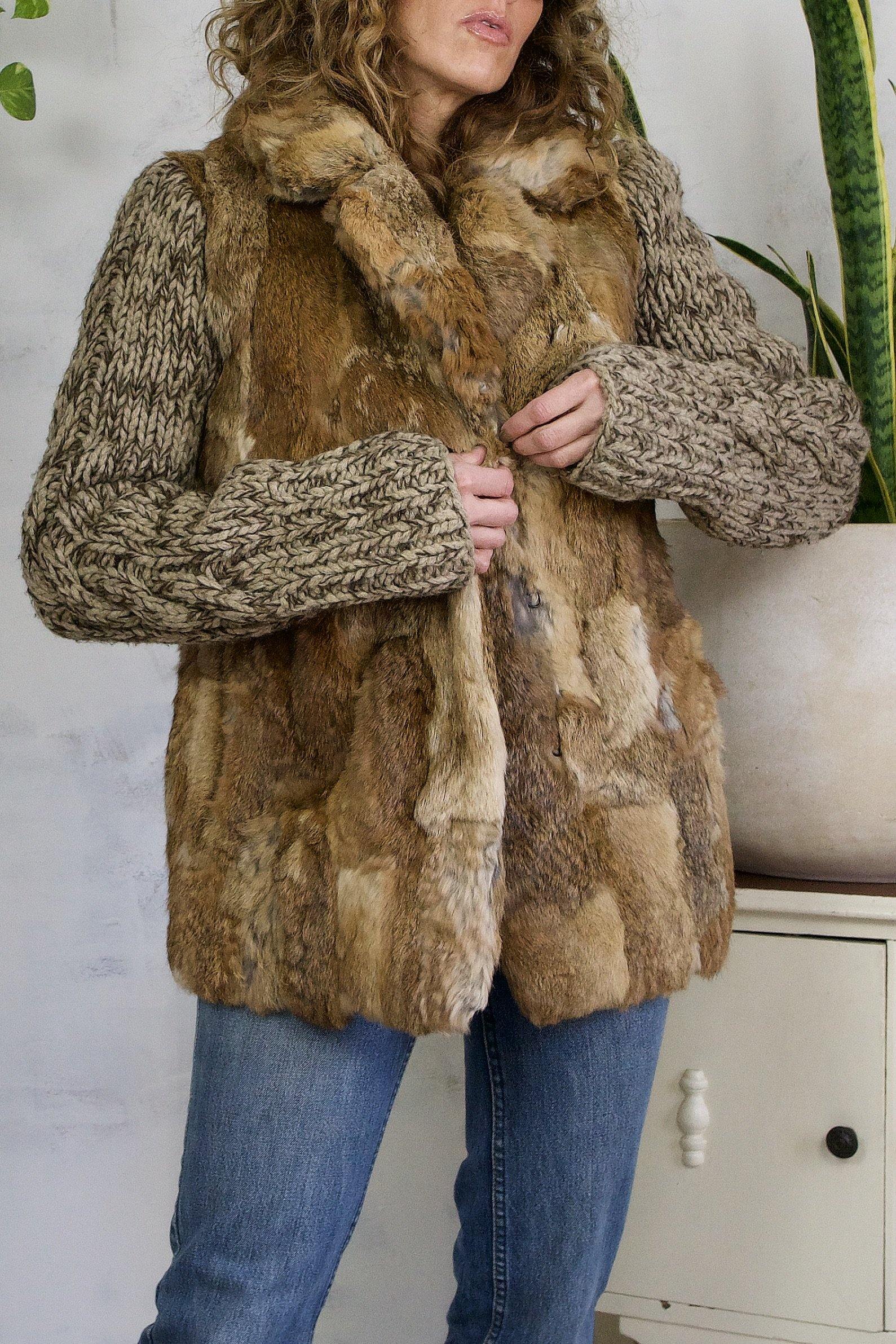 Vintage Rabbit Fur Sweater Knit Coat – therapi
