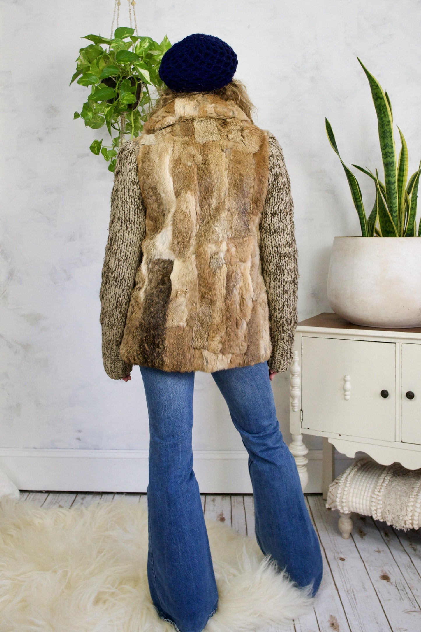 Vintage Rabbit Fur Sweater Knit Coat-closiTherapi | vinTage