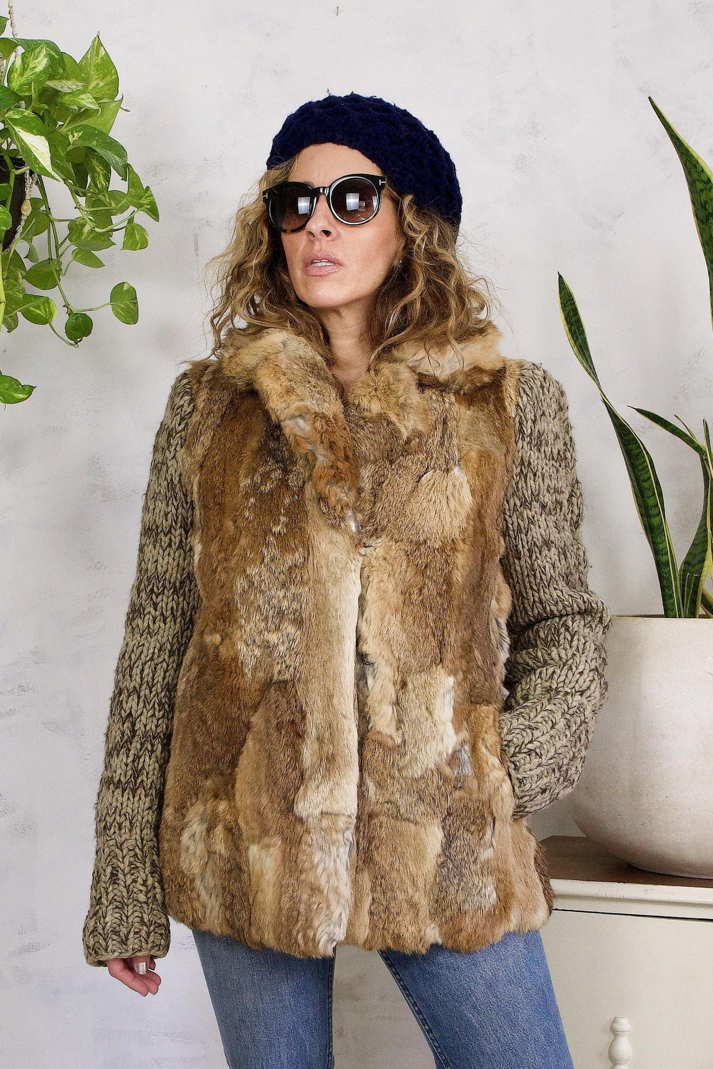 Vintage Rabbit Fur Sweater Knit Coat-closiTherapi | vinTage