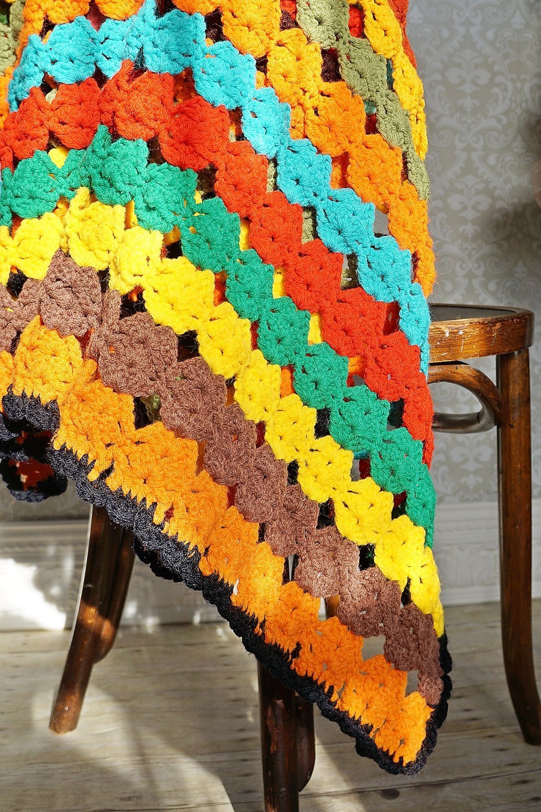 Vintage Rainbow Honeycomb Afghan-closiTherapi | vinTage