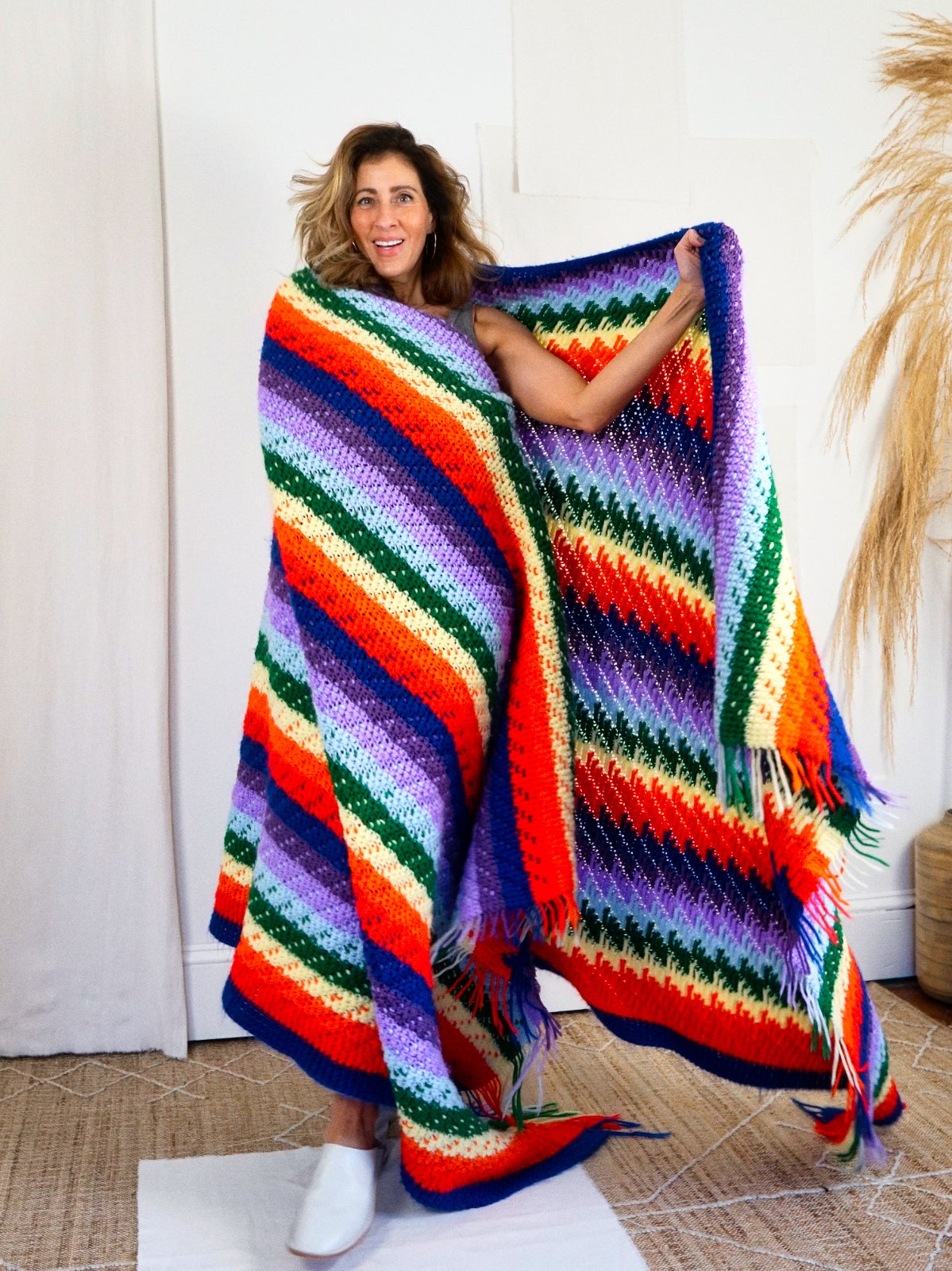 Rainbow stripe sale blanket