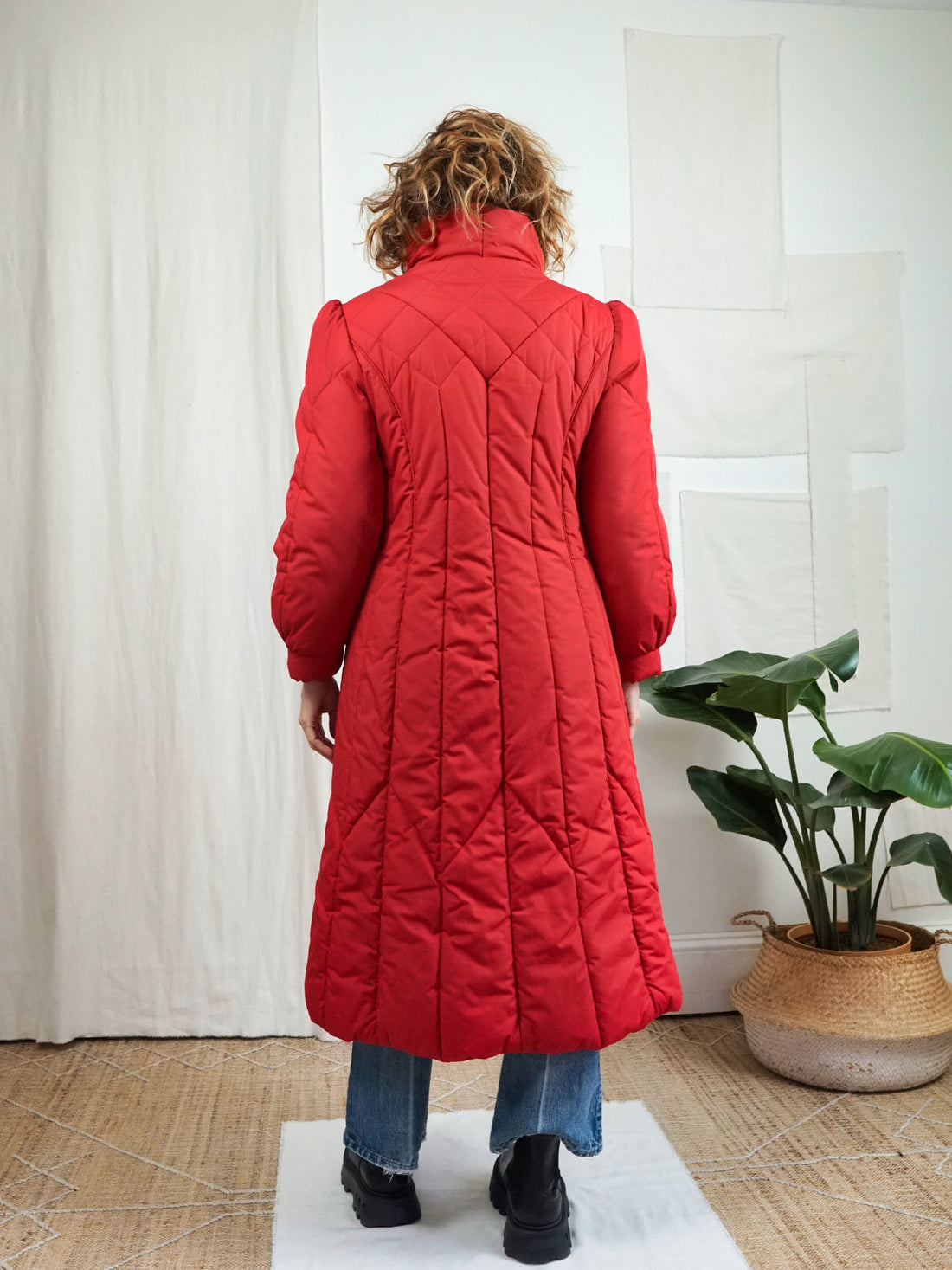 Vintage Red Quilted Long Coat-closiTherapi | vinTage