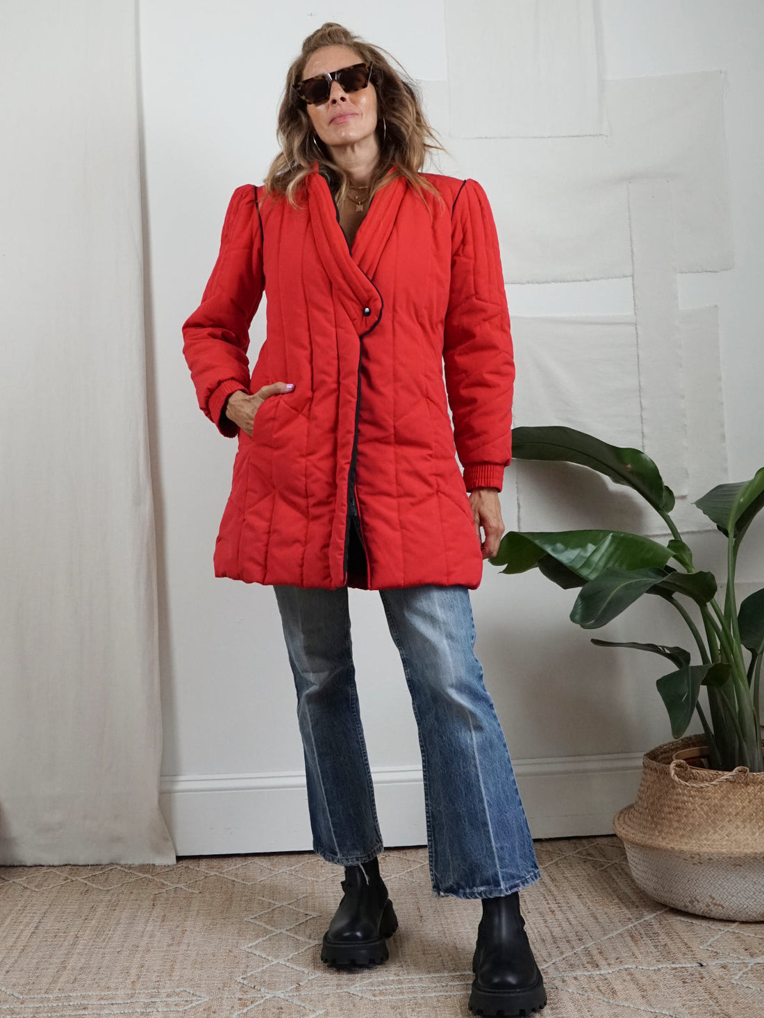 Vintage Red Quilted Puff Coat-closiTherapi | vinTage