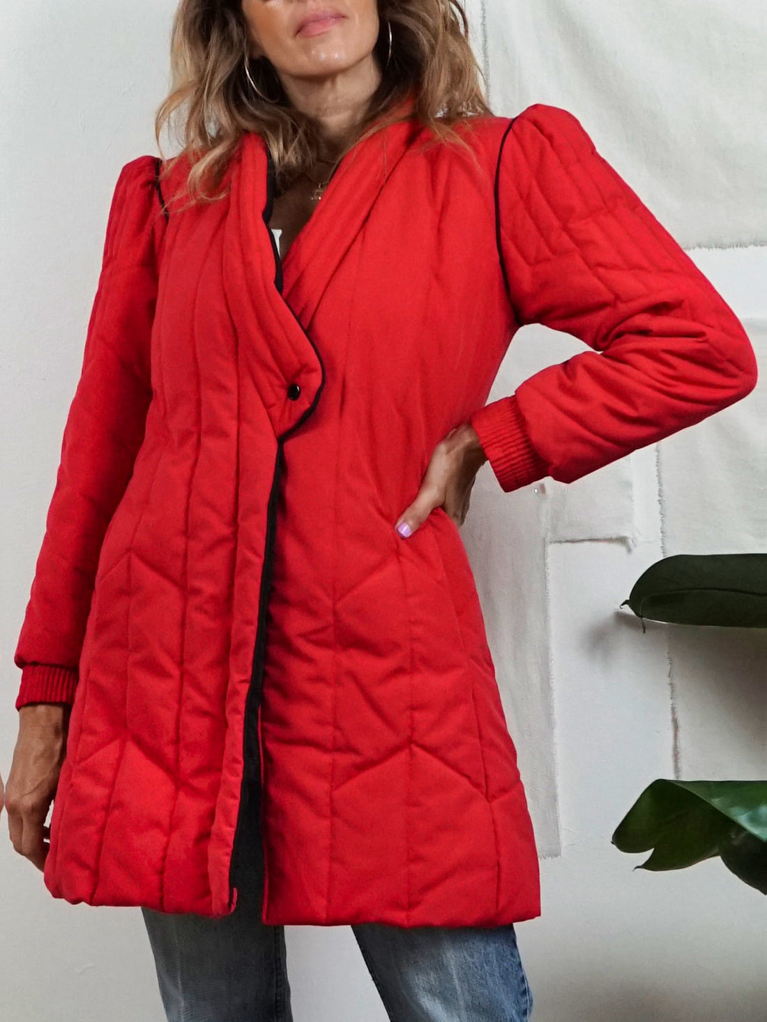 Vintage Red Quilted Puff Coat-closiTherapi | vinTage