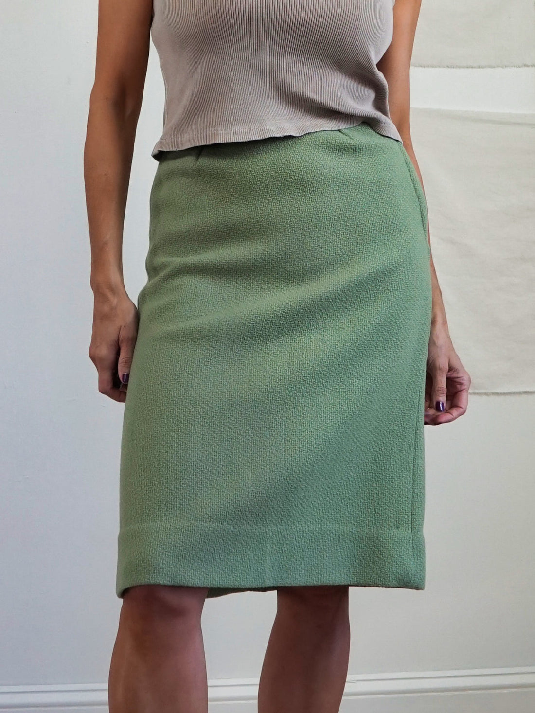 Vintage Sage Green Pencil Skirt-closiTherapi | vinTage