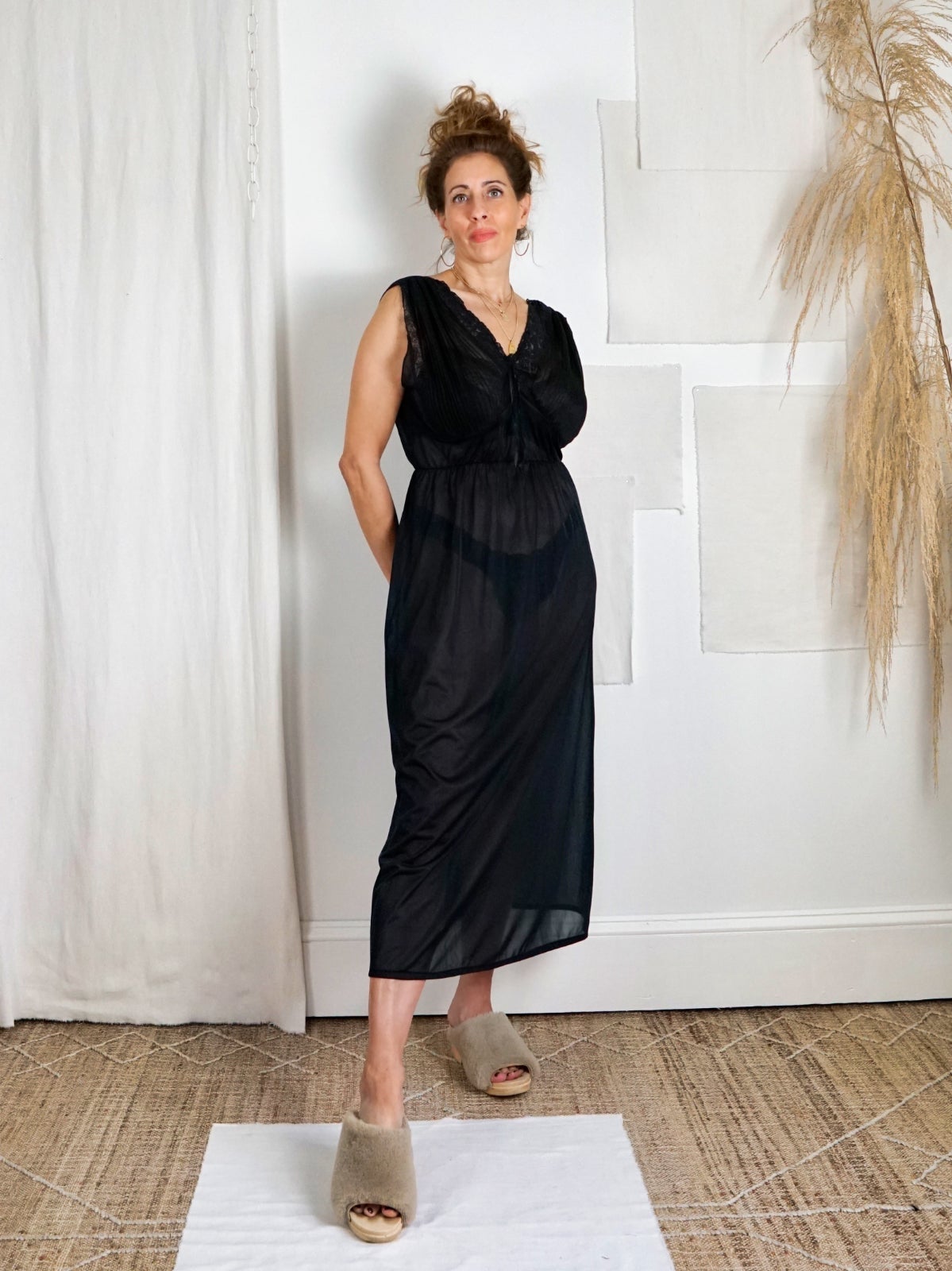 Sheer black slip top