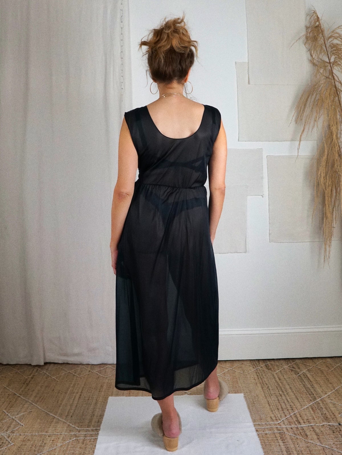 Vintage Sheer Black Negligee Slip Dress therapi Vintage Sheer Black Negligee Slip Dress therapi