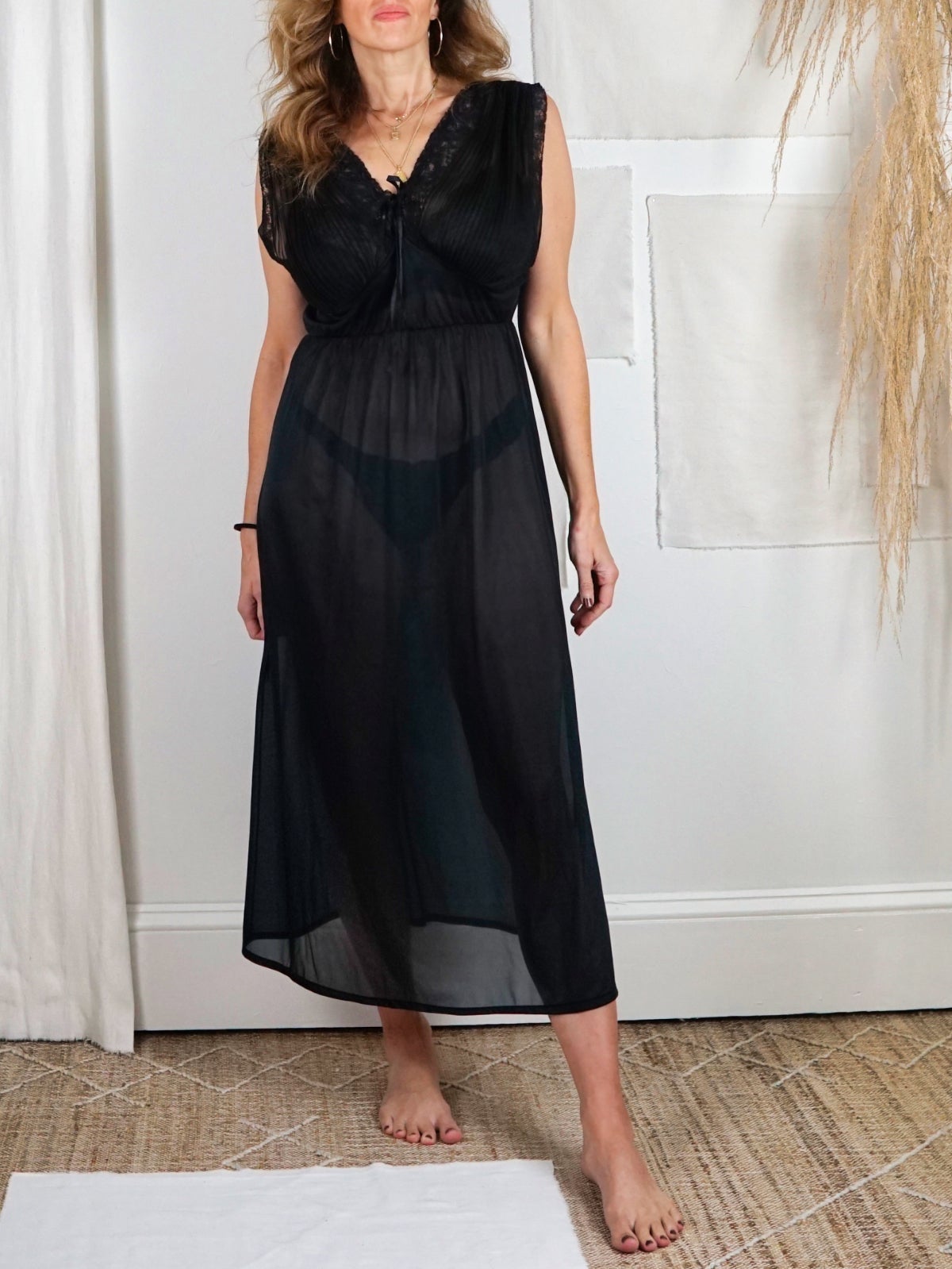 Vintage Sheer Black Negligee Slip Dress therapi Vintage Sheer Black Negligee Slip Dress therapi