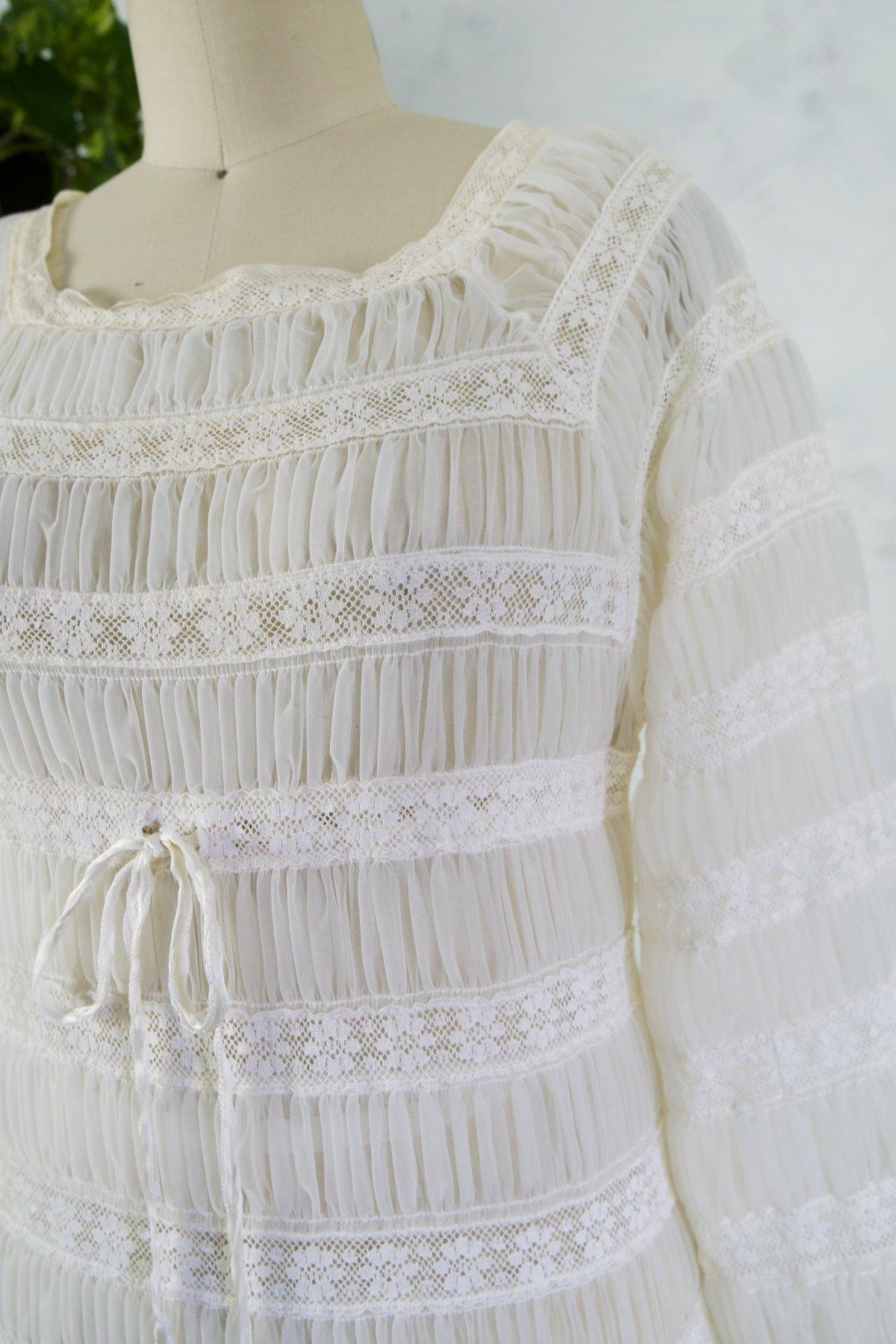 Vintage Sheer Ruched Lace Nightgown-closiTherapi | vinTage